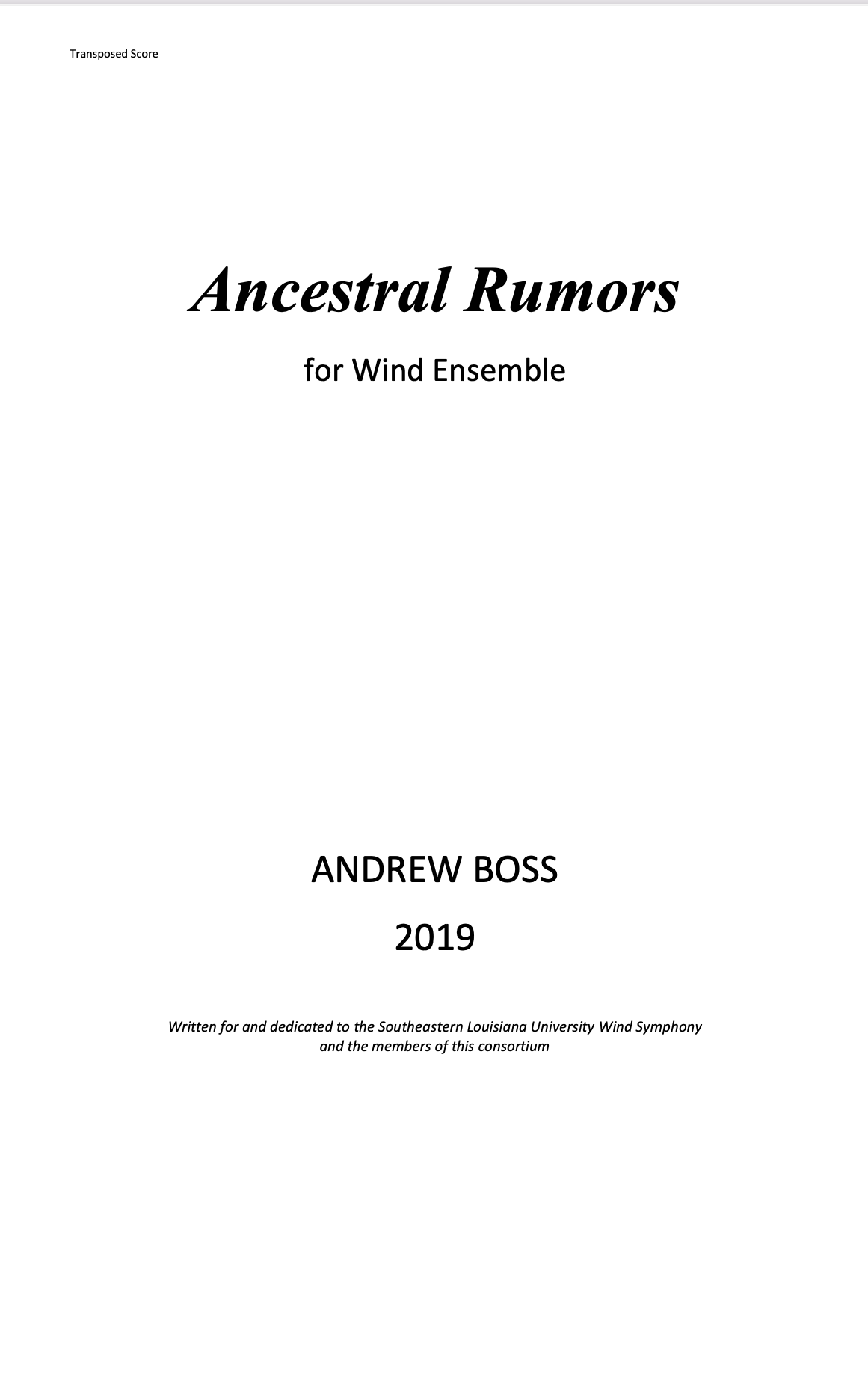Ancestral Rumors by Andrew Boss