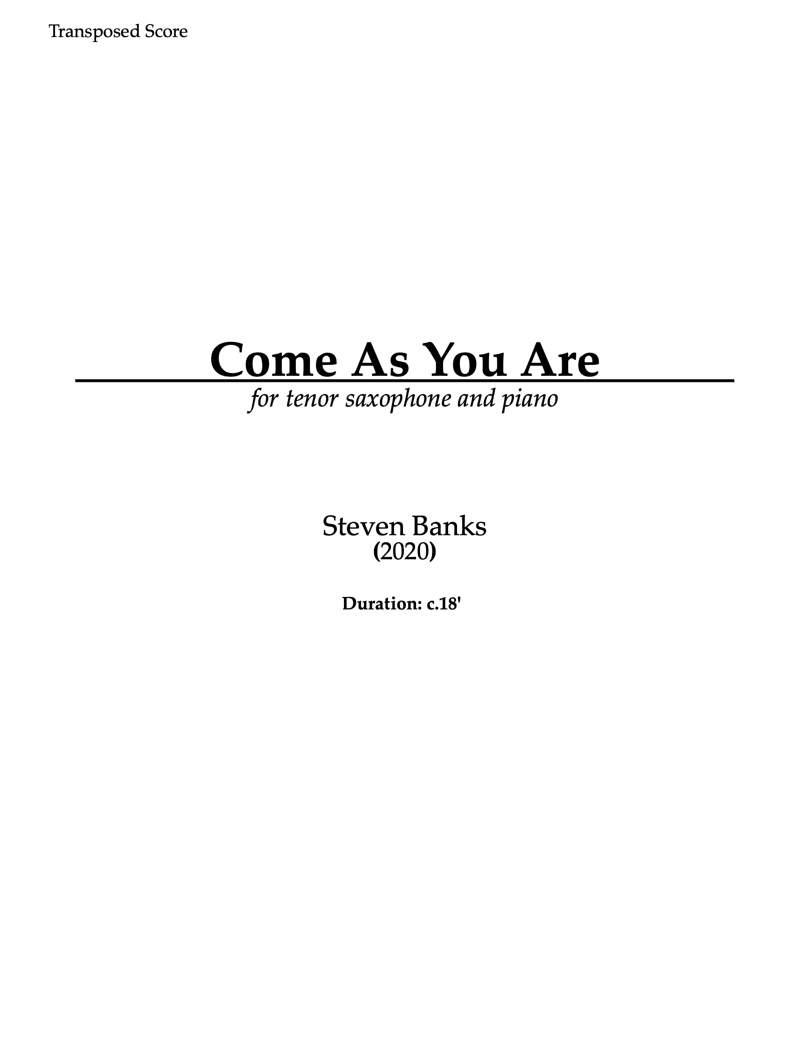 Come As You Are (PDF Version) by Steven Banks
