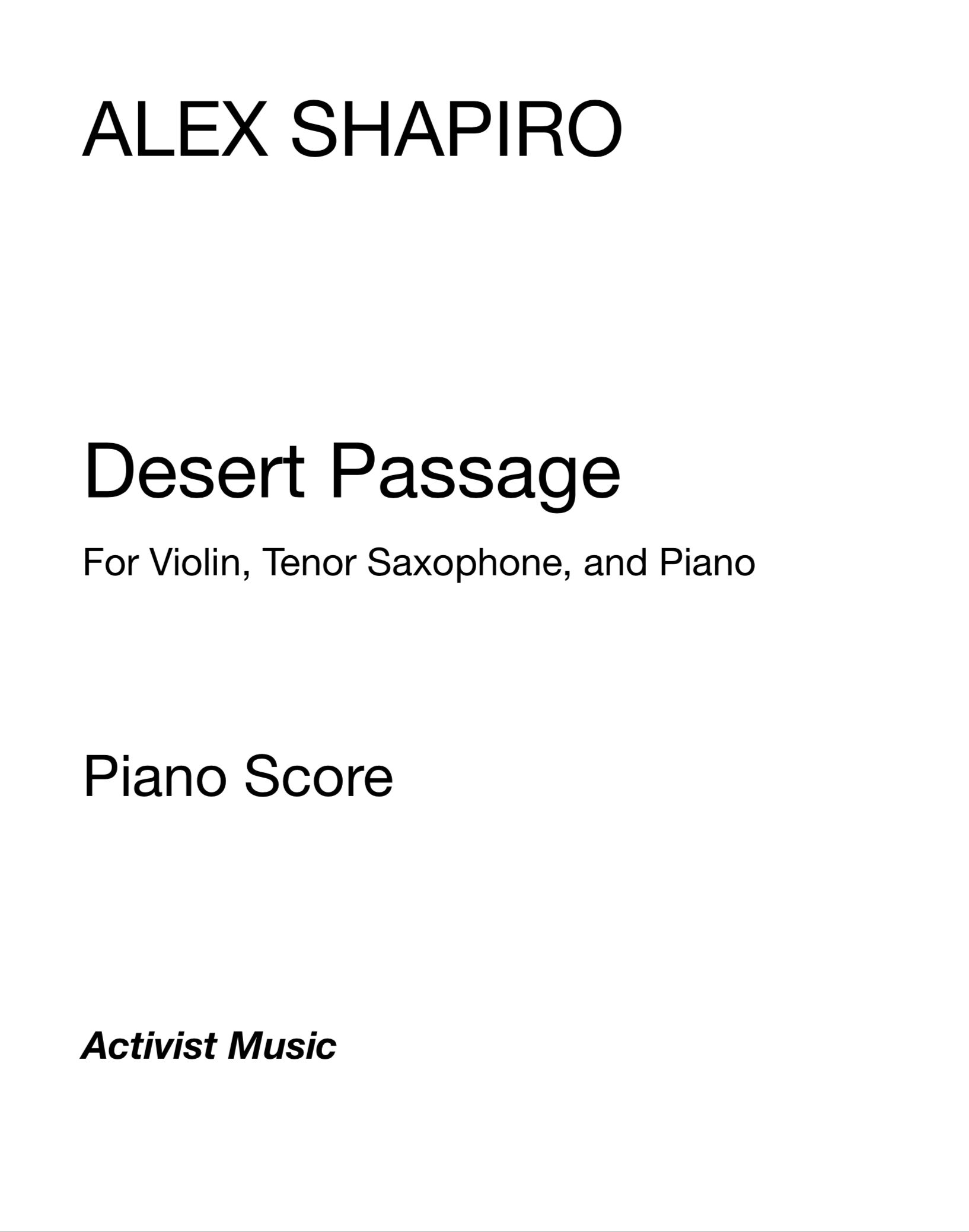 デザート・パッセージ（アレックス・シャピロ）（ミックス二重奏+ピアノ）【Desert Passage】