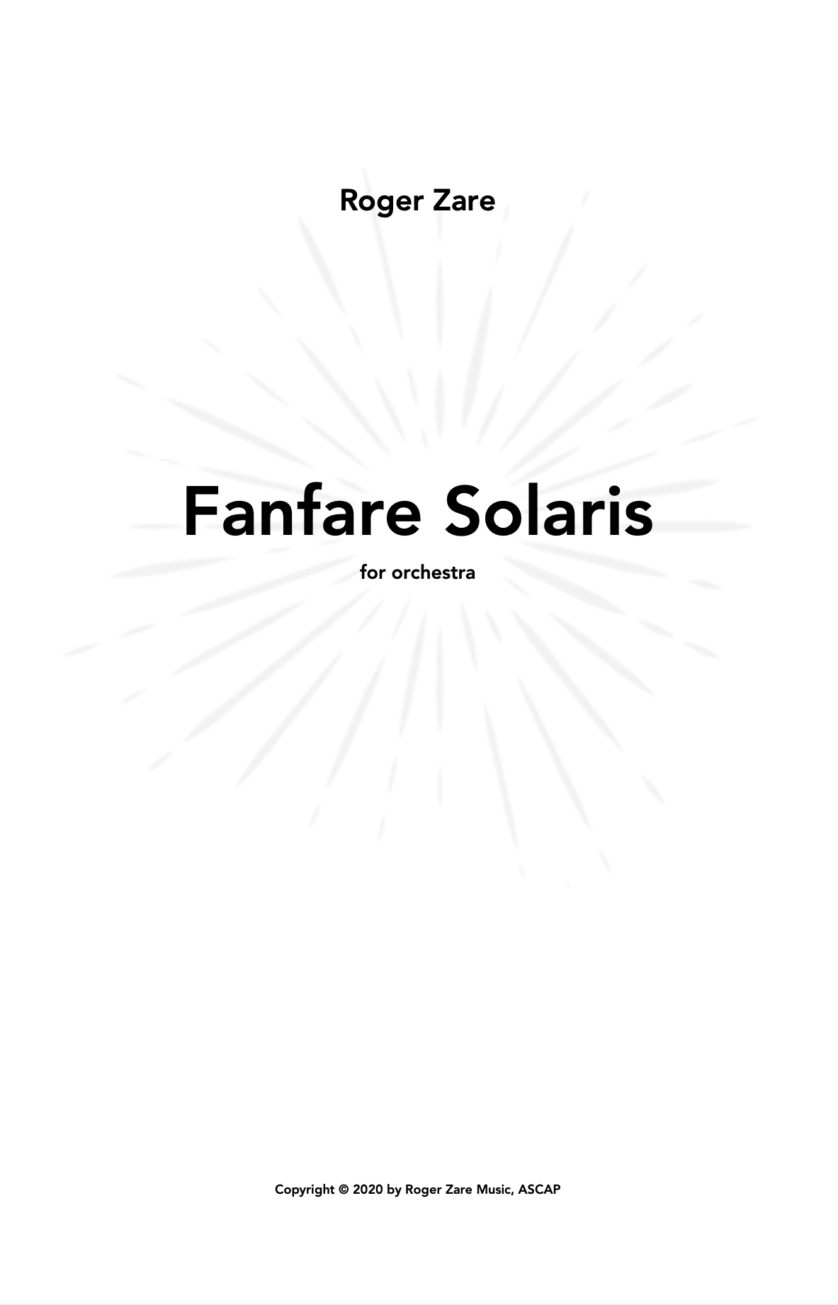 Fanfare Solaris  by Roger Zare