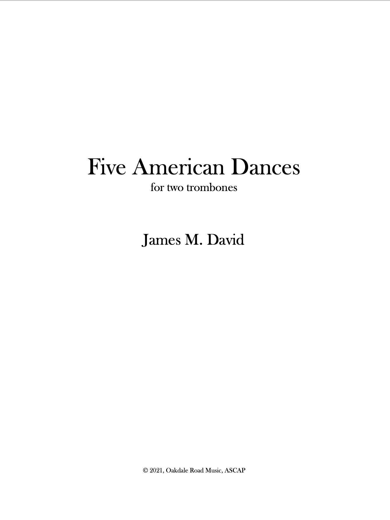 Five American Dances by James David