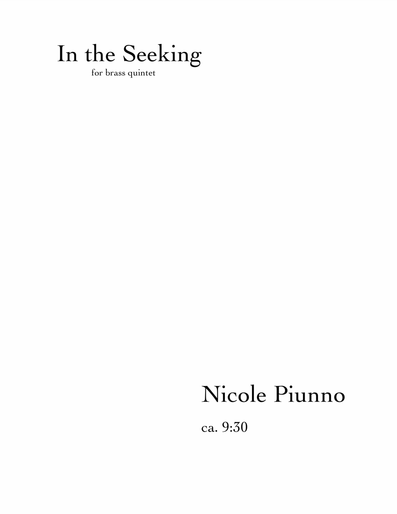 In The Seeking by Nicole Piunno