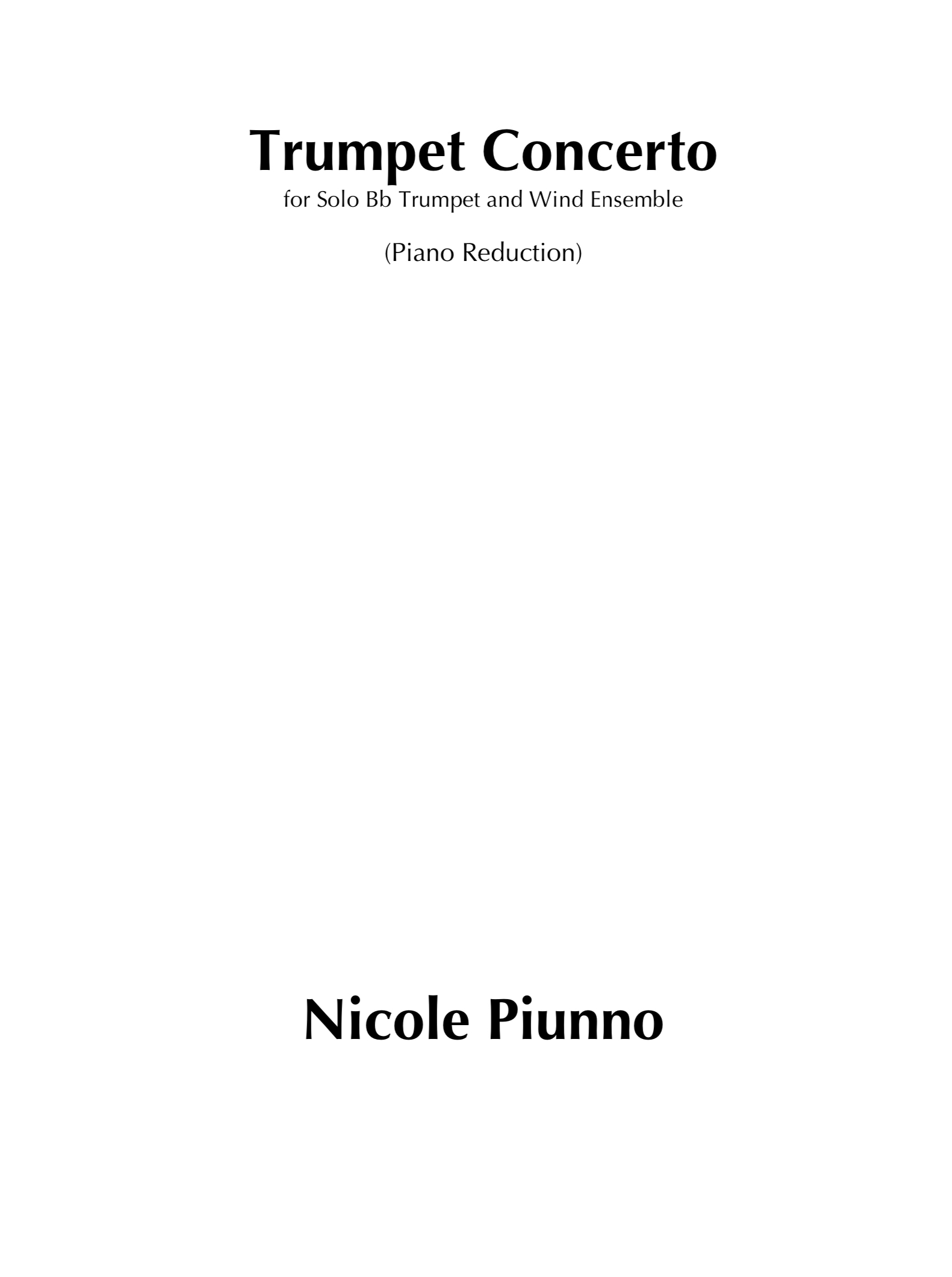 Trumpet Concerto-Piano Reduction by Nicole Piunno