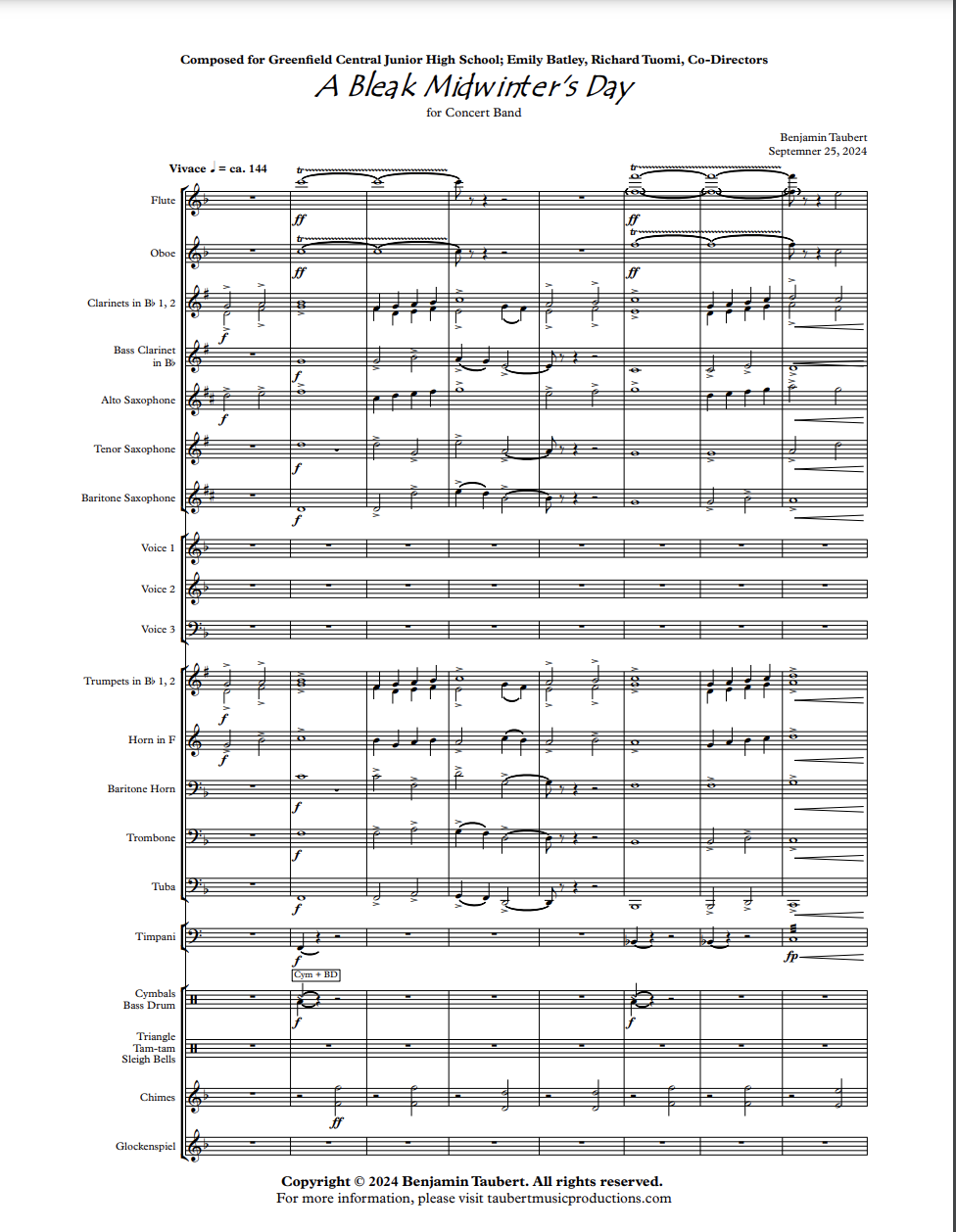 A Bleak Midwinter (Score Only) by Benjamin Taubert