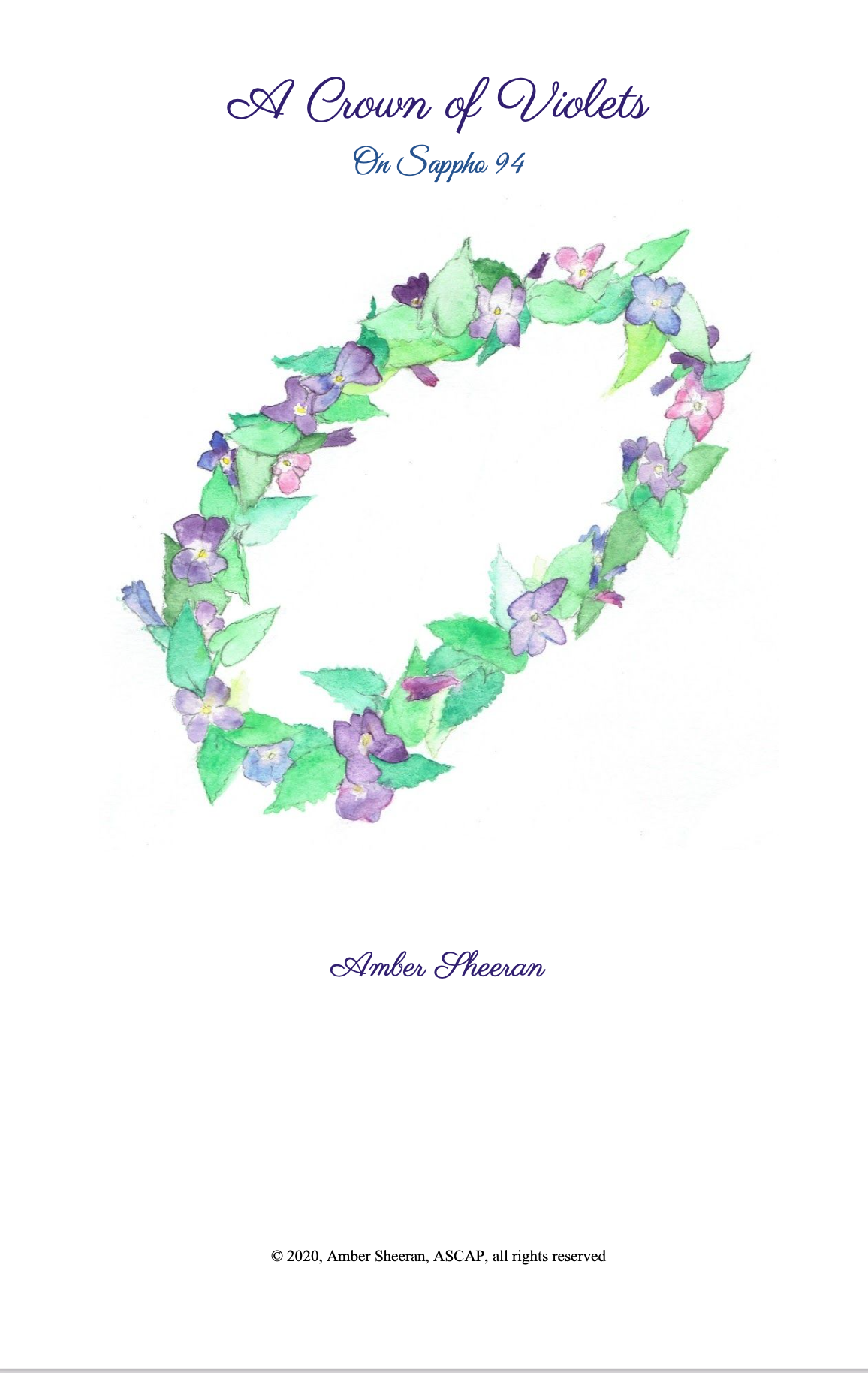 A Crown Of Violets (Score Only) by Amber Sheeran