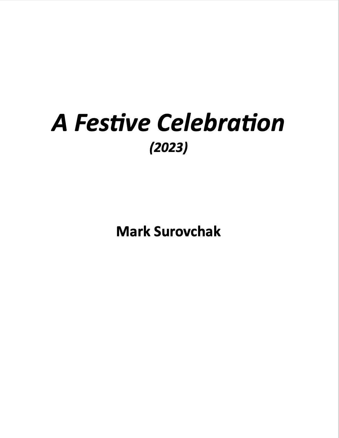A Festive Celebration (Score Only) by Mark Surovchak
