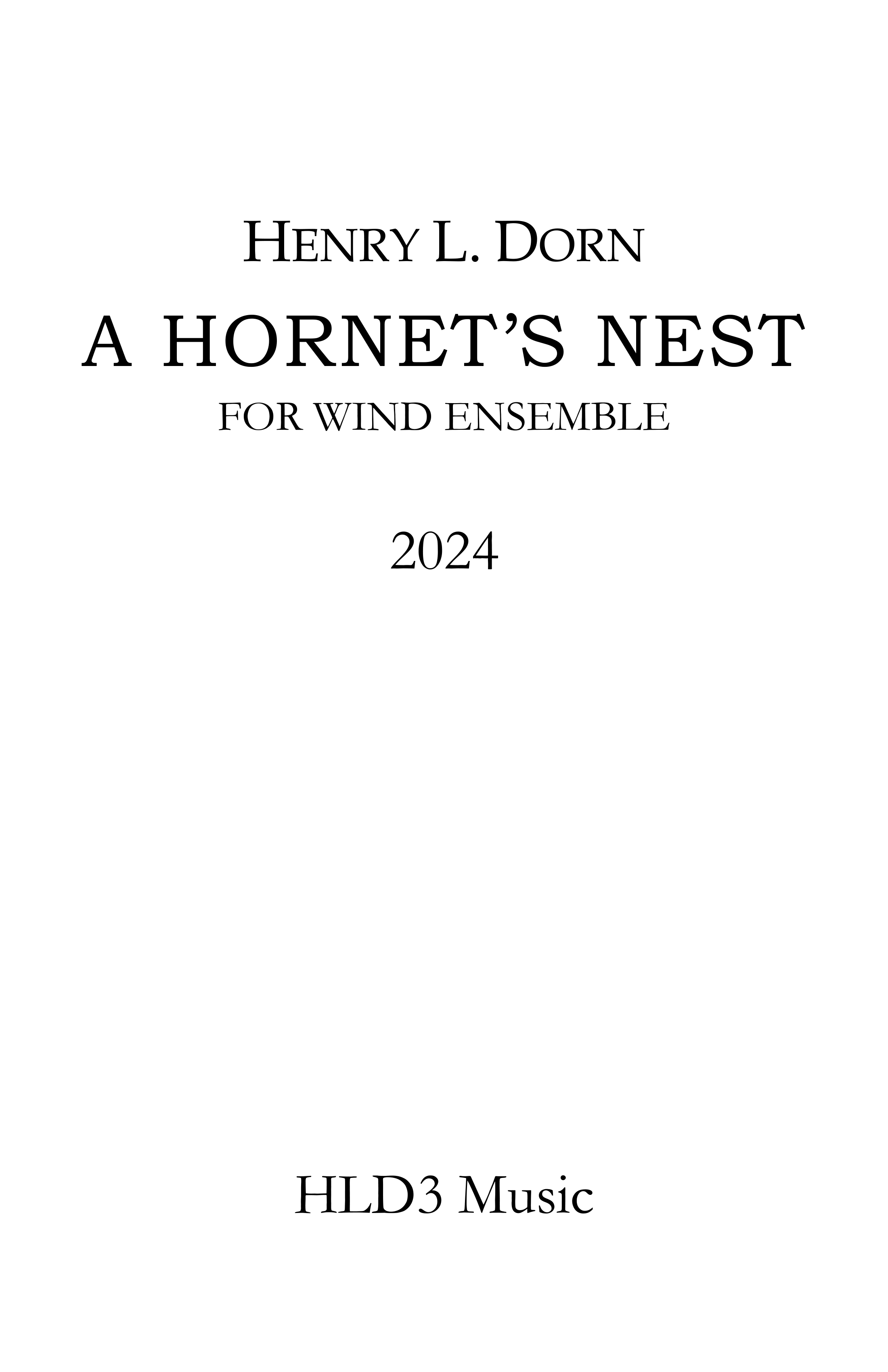 A Hornet's Nest (Score Only) by Henry Dorn