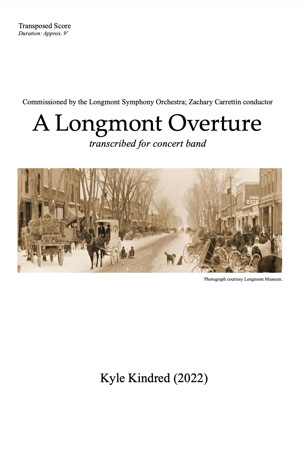 A Longmont Overture (Score Only) by Kyle Kindred