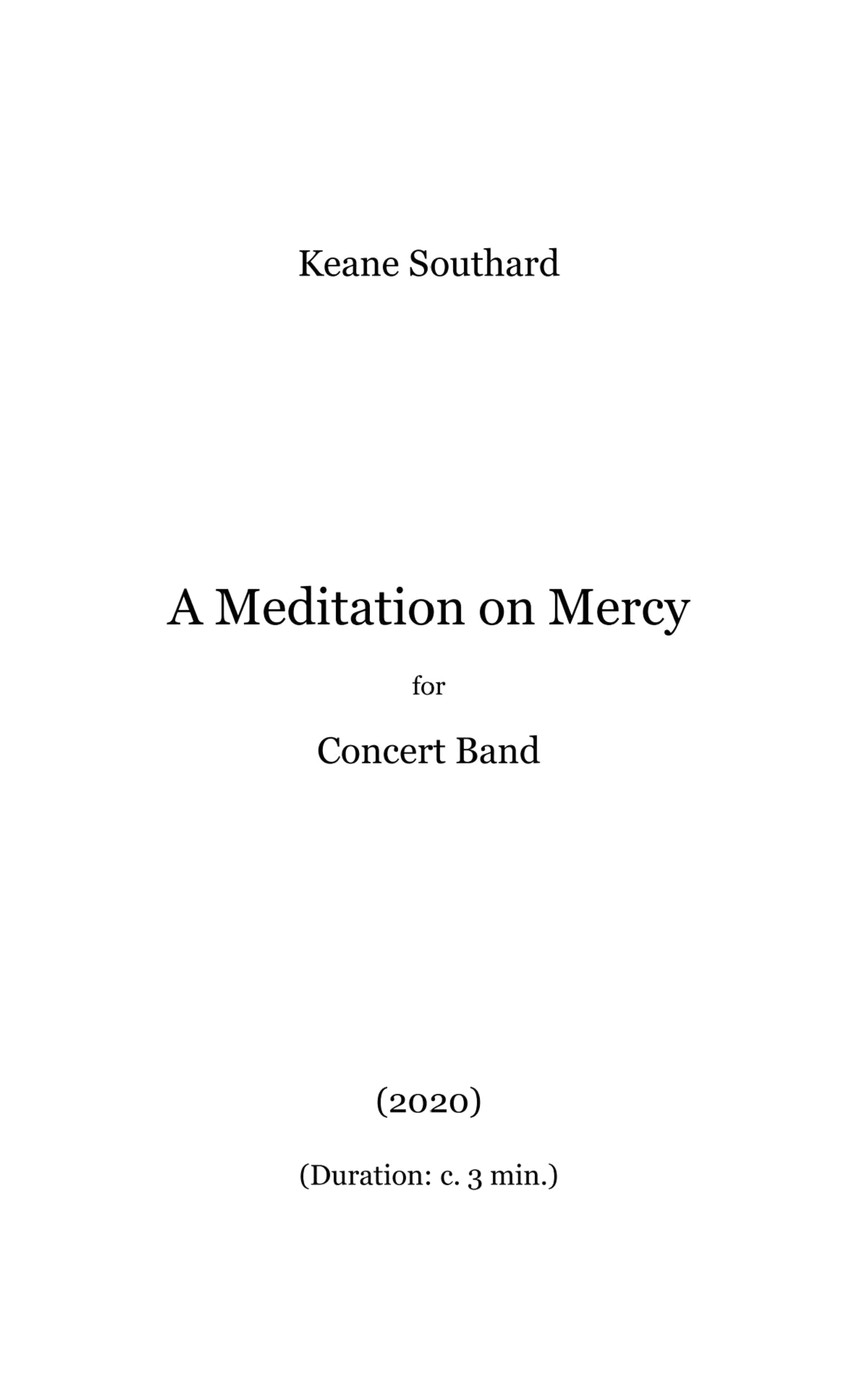 A Meditation On Mercy by Keane Southard