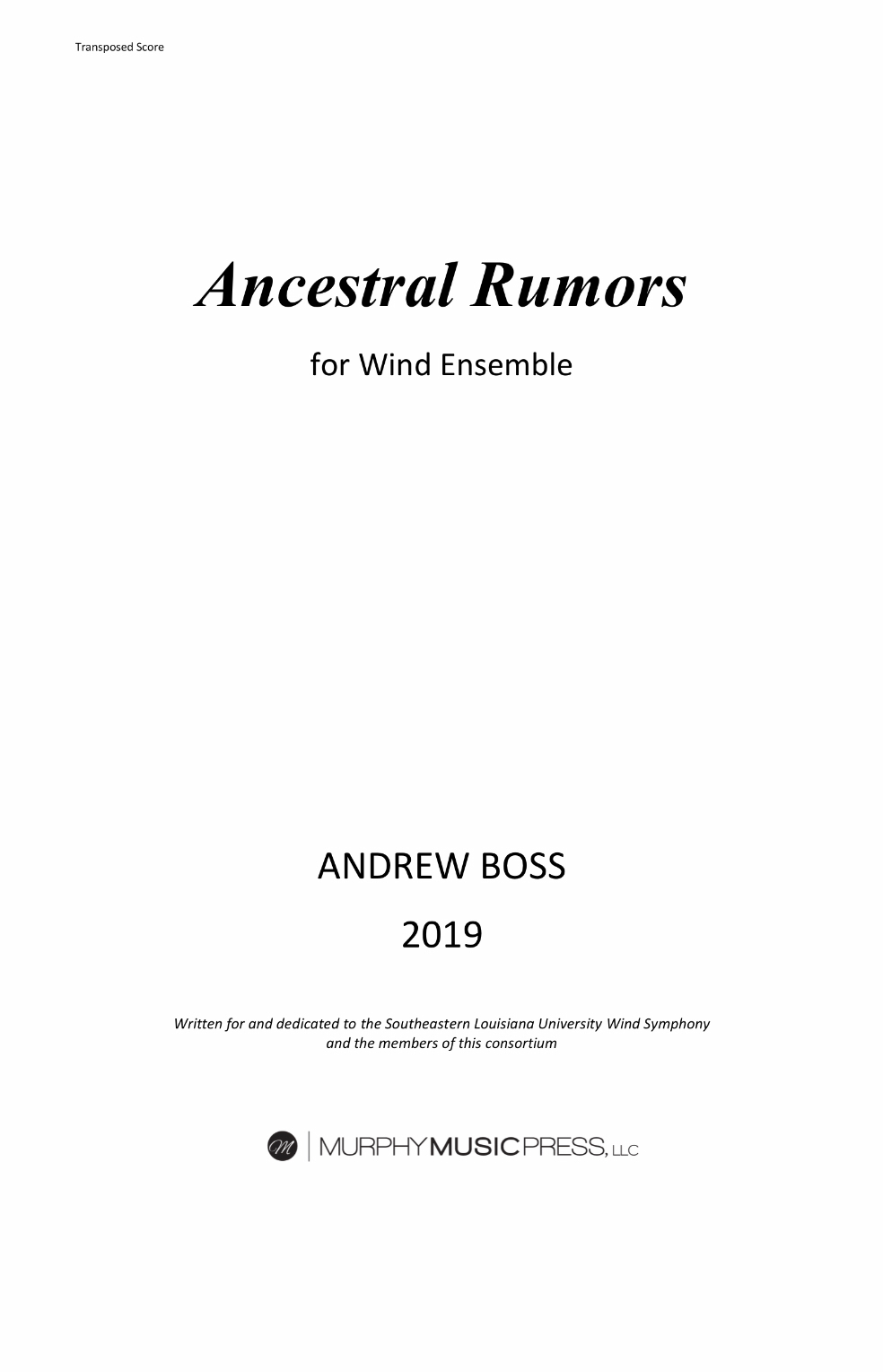Ancestral Rumors (Score Only) by Andrew Boss