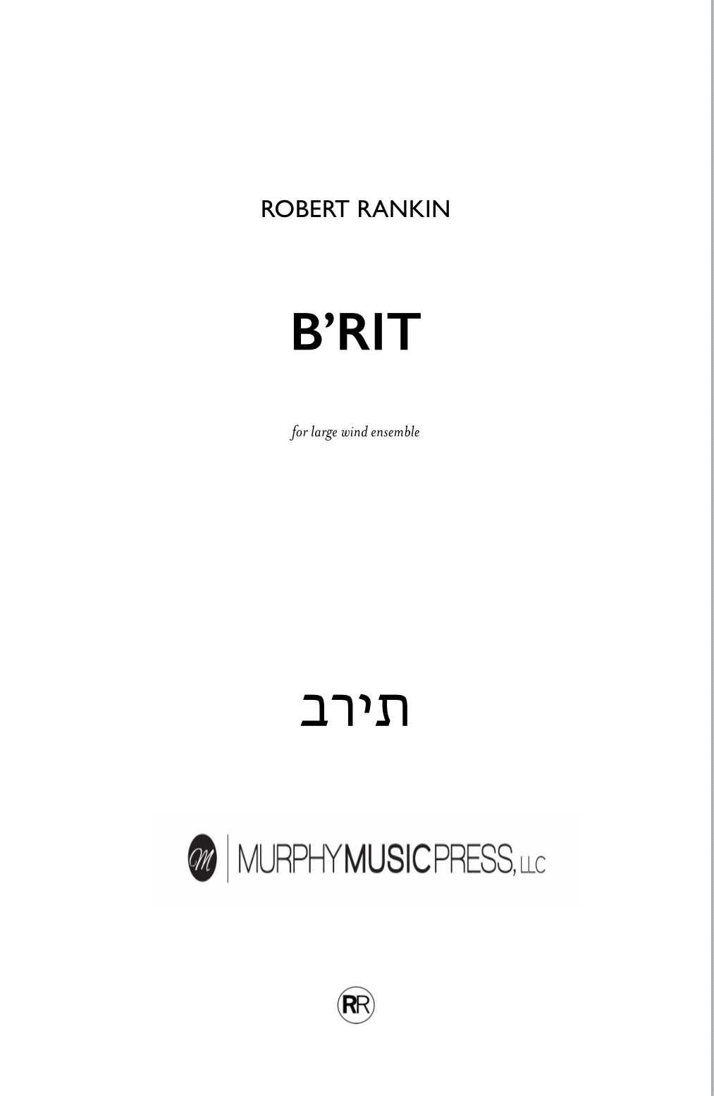 B'rit (Score Only) by Robert Rankin
