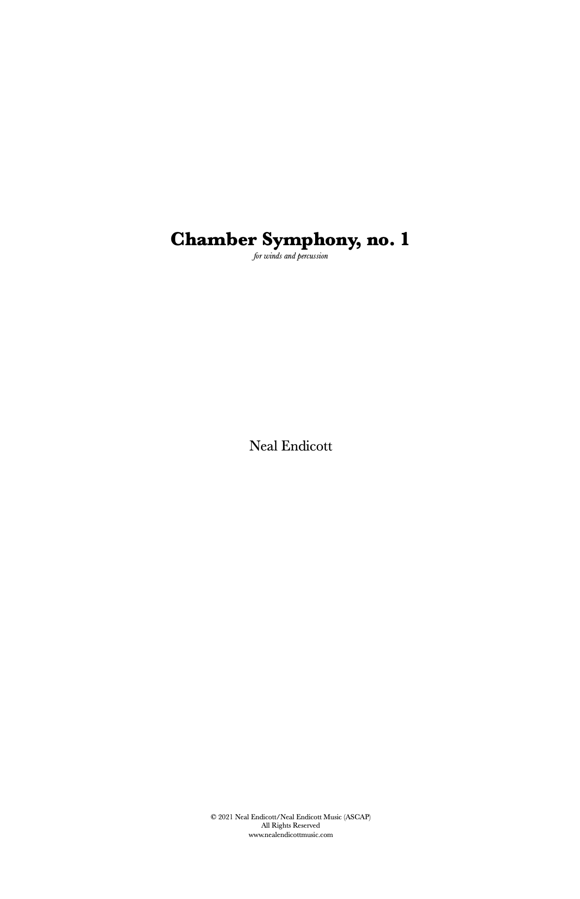 Chamber Symphony No. 1 (Score Only) by Neal Endicott
