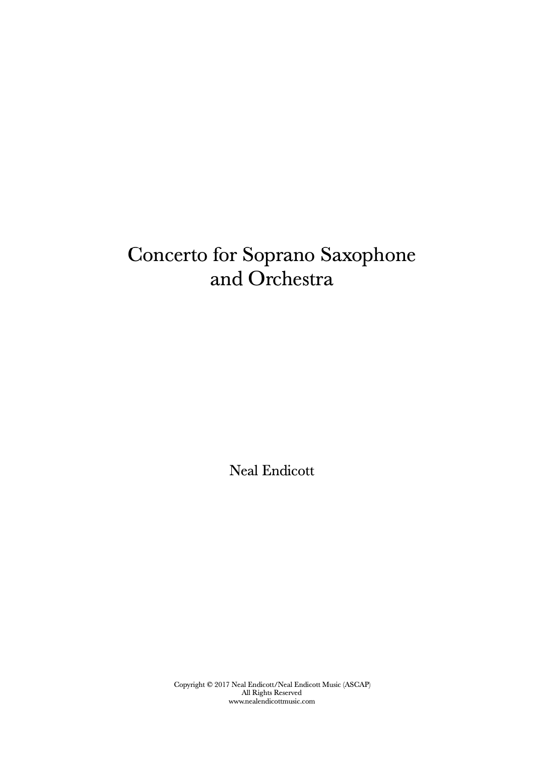 Concerto For Soprano Saxophone And Orchestra (Score Only) by Neal Endicott