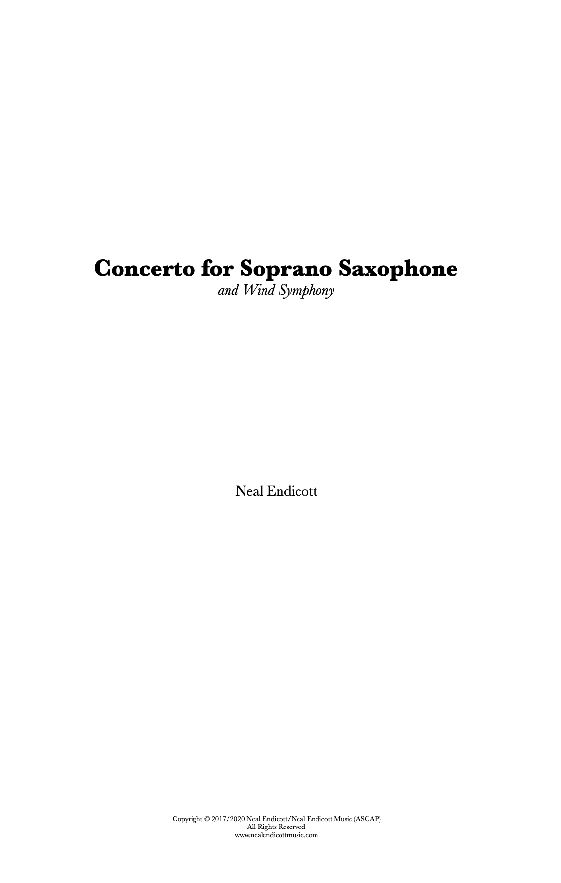 Concerto For Soprano Saxophone And Wind Symphony by Neal Endicott
