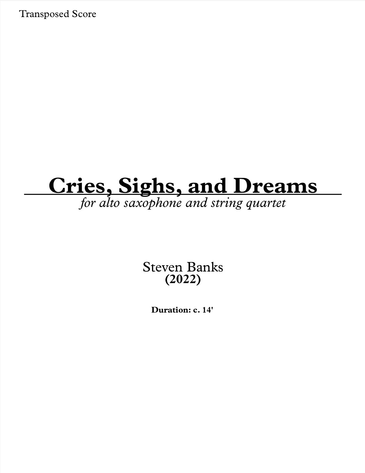 Cries, Sighs, And Dreams (PDF Version) by Steven Banks