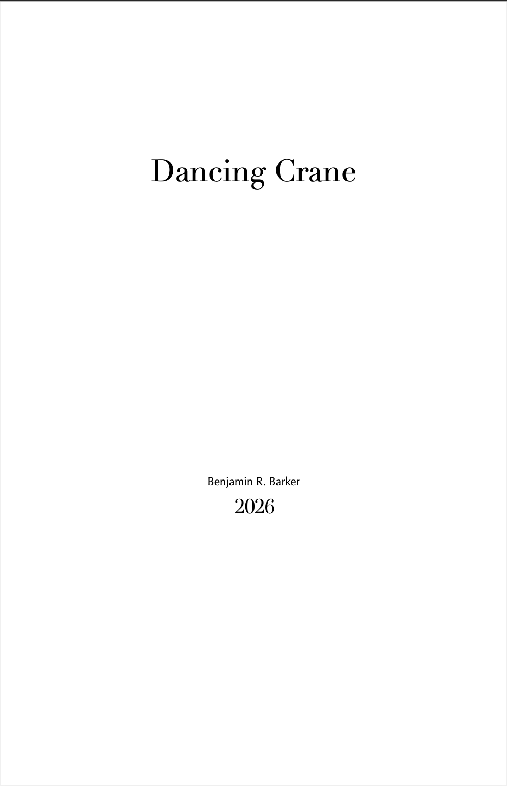 Dancing Crane (Score Only) by Benjamin R. Barker