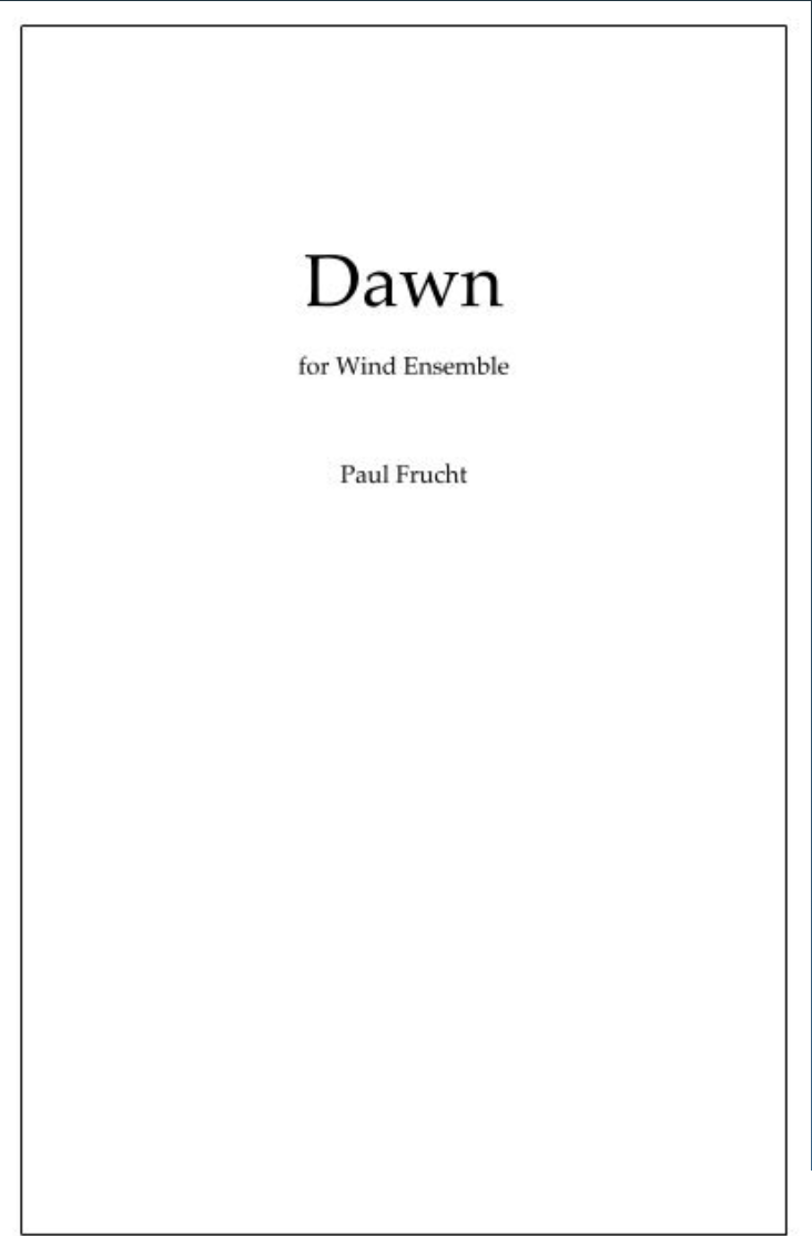 Dawn For Wind Ensemble (Score Only) by Paul Frucht
