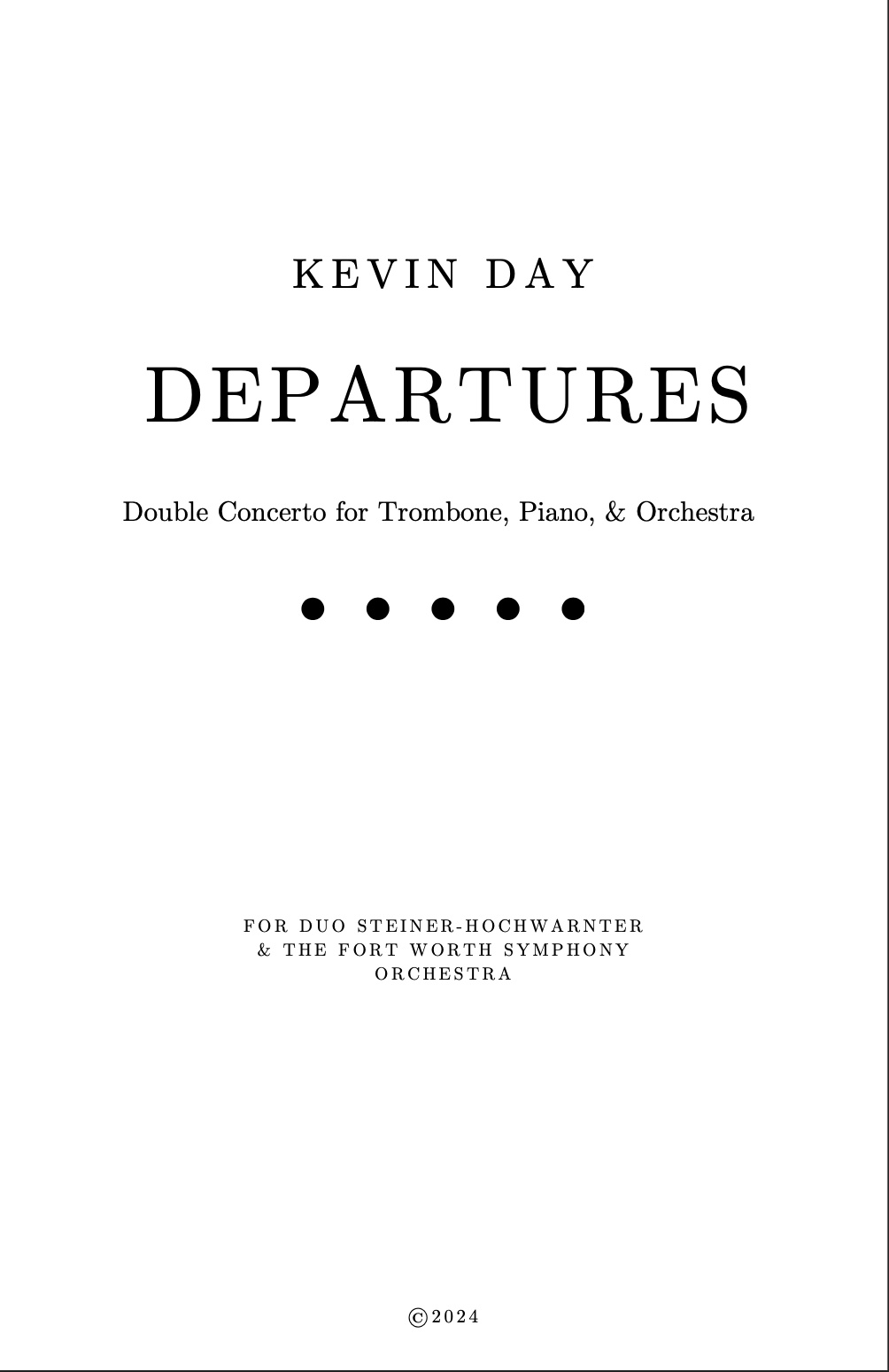 Departures (Piano Solo Part) by Kevin Day