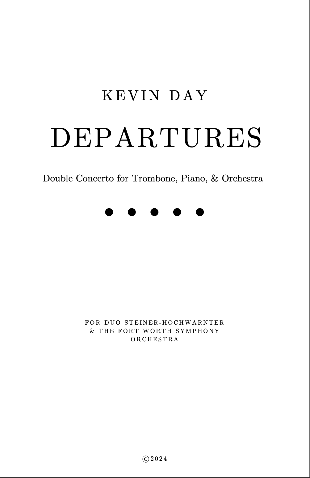 Departures (Score Only) by Kevin Day