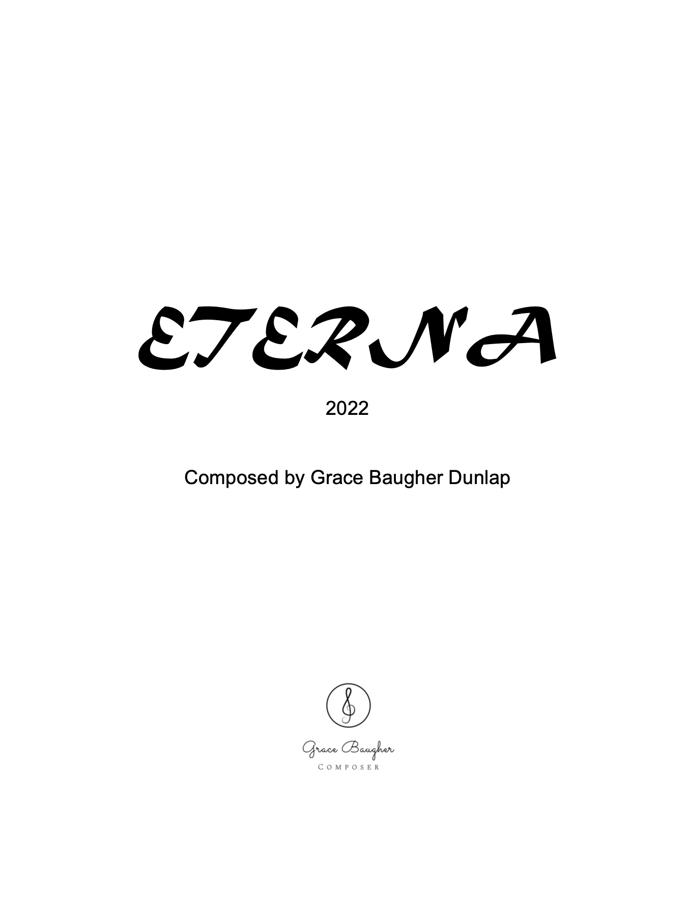 Eterna (Score Only) by Grace Baugher