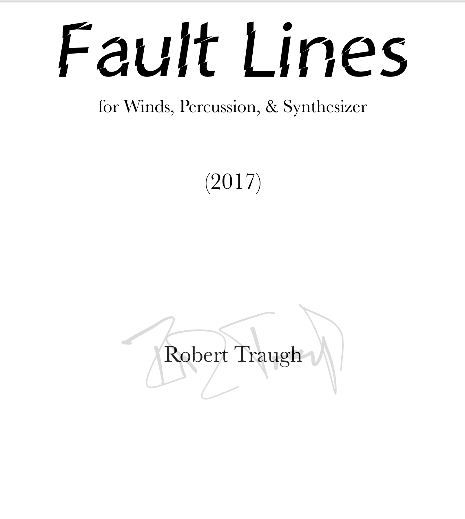 Fault Lines (Score Only) by Rob Traugh