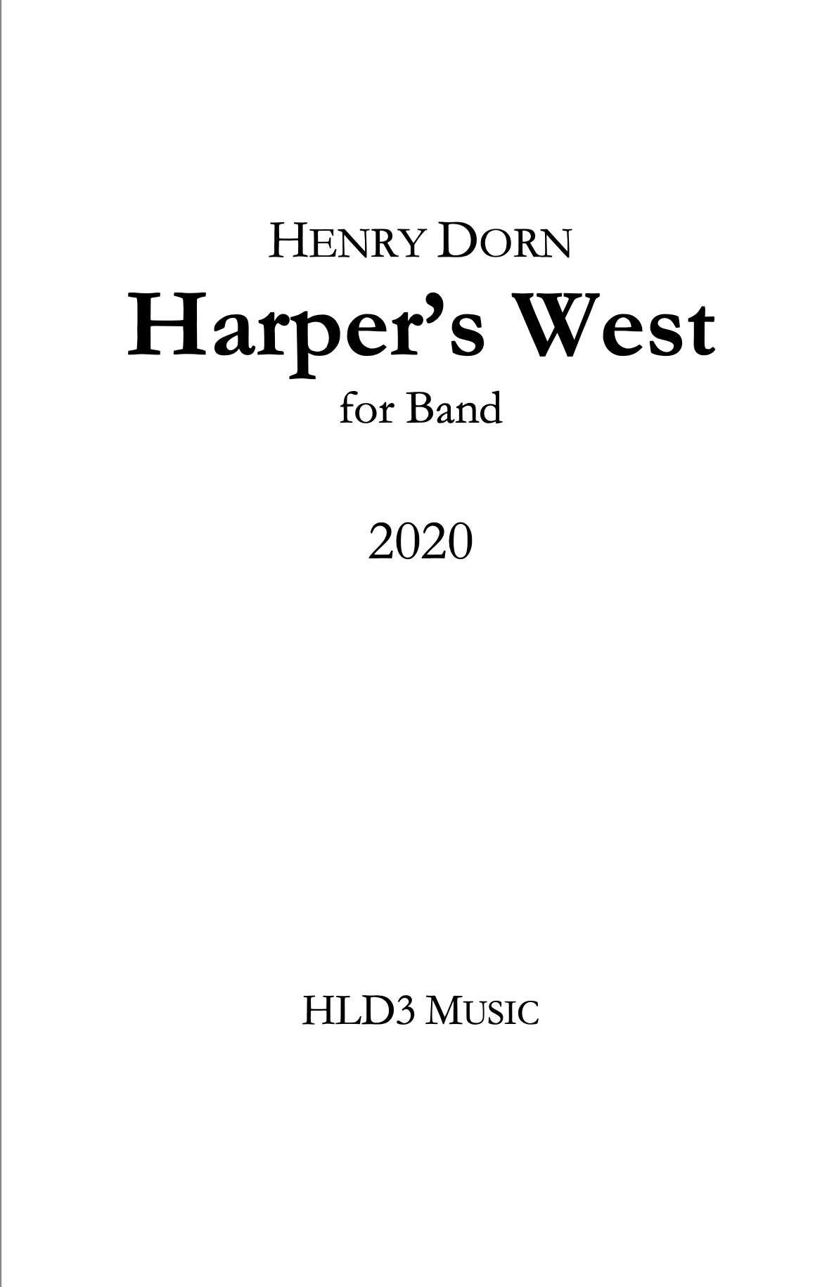 Harper's West (Score Only) by Henry Dorn