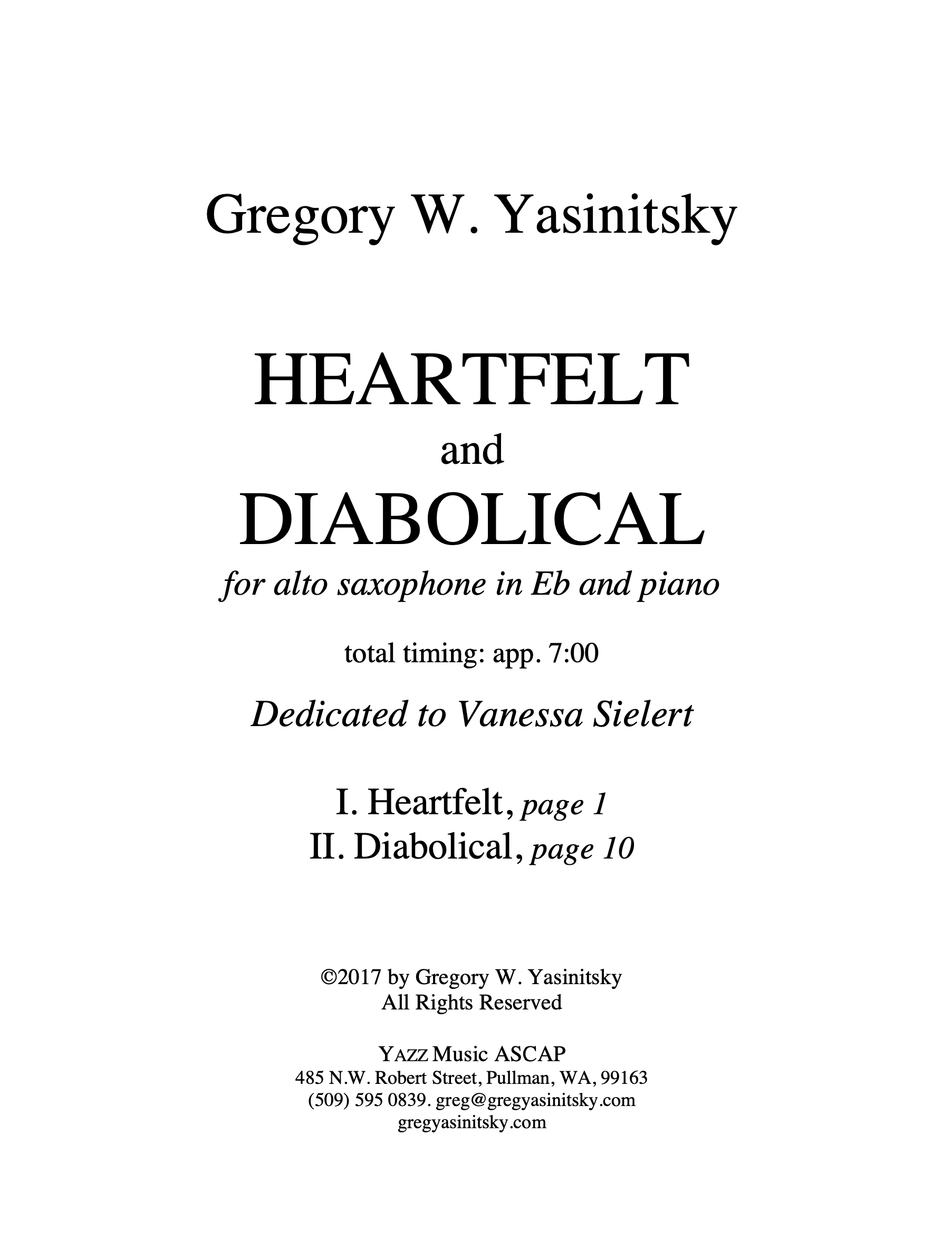 Heartfelt And Diabolical  by Greg Yasinitsky