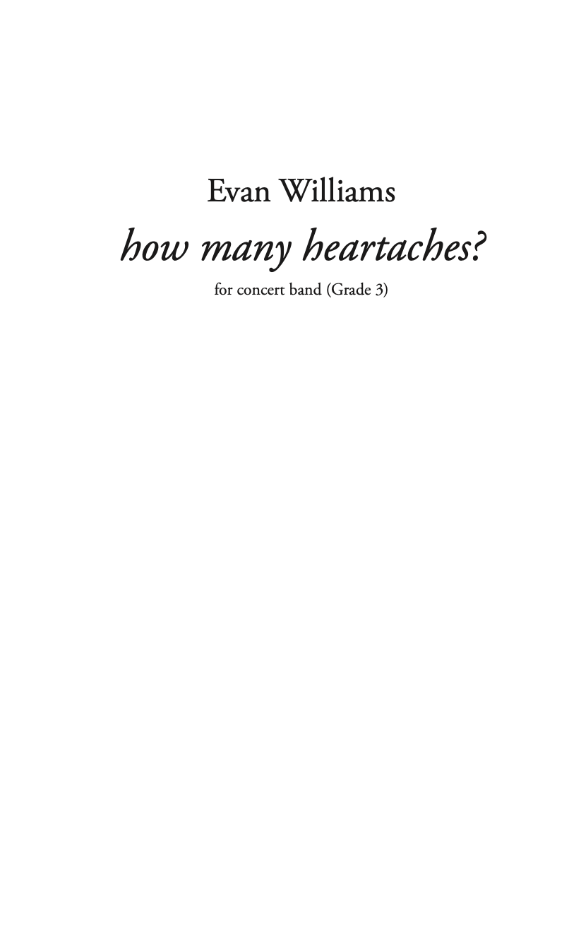 How Many Heartaches? (Score Only) by Evan Williams