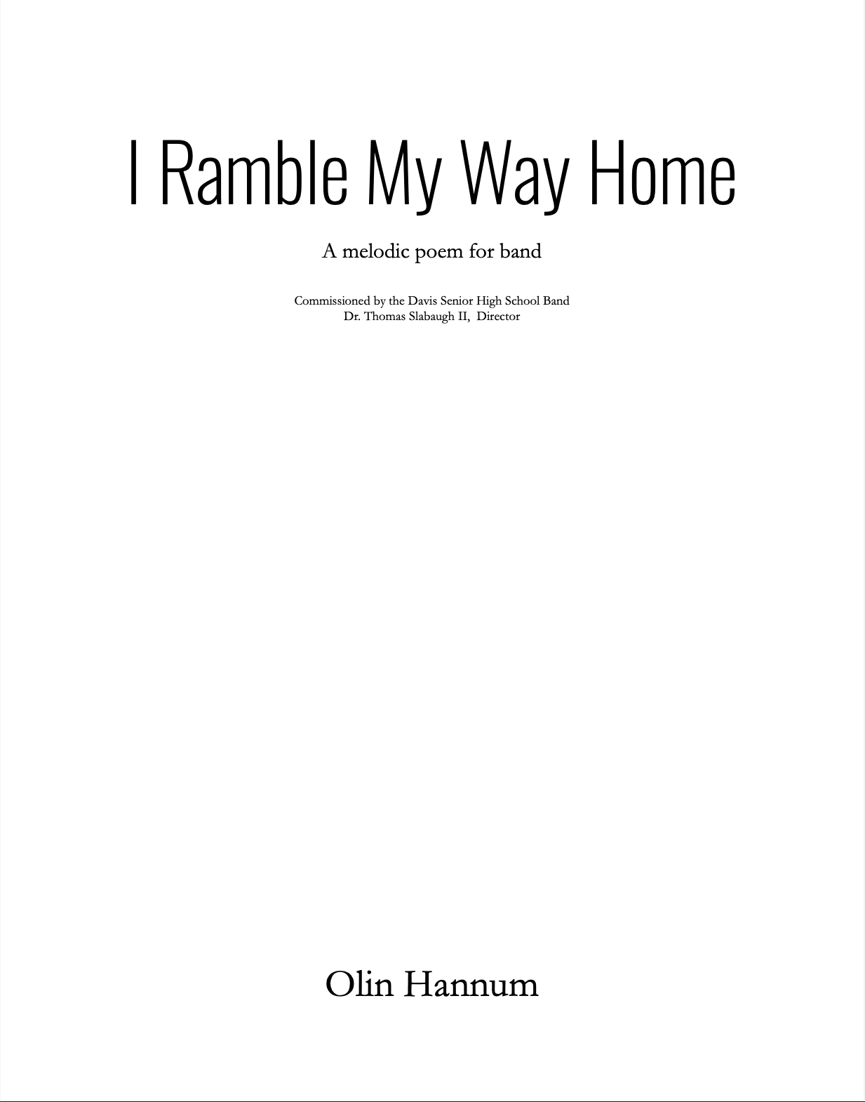 I Ramble My Way Home (Score Only) by Olin Hannum