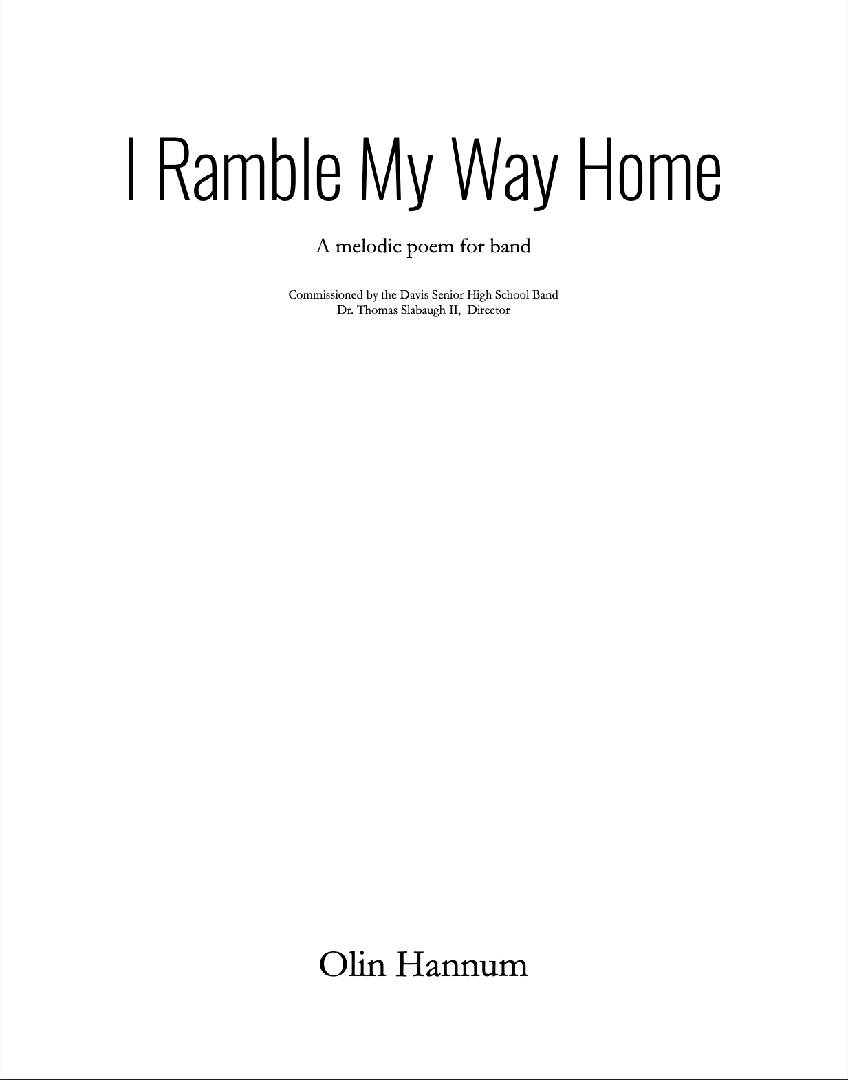 I Ramble My Way Home by Olin Hannum