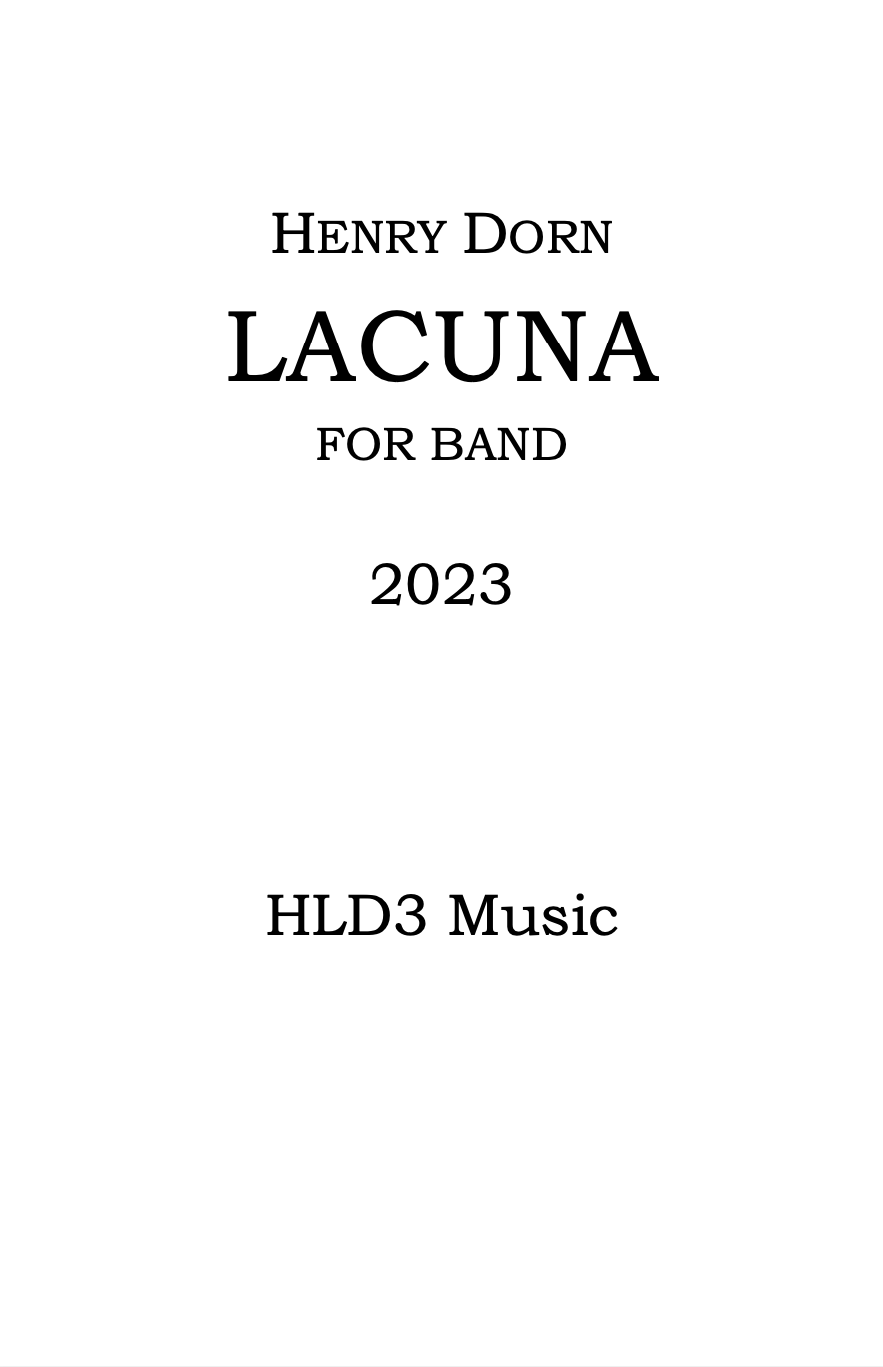 Lacuna (Score Only) by Henry Dorn