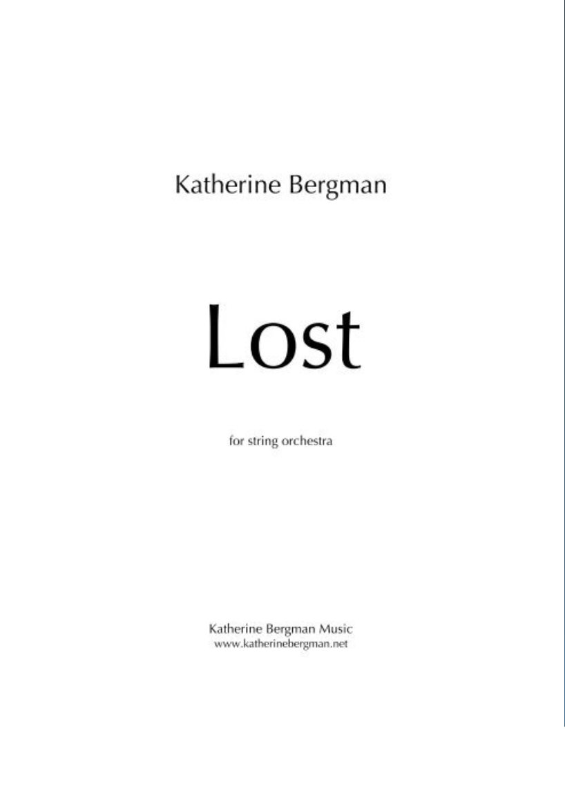Lost (Score Only) by Katherine Bergman
