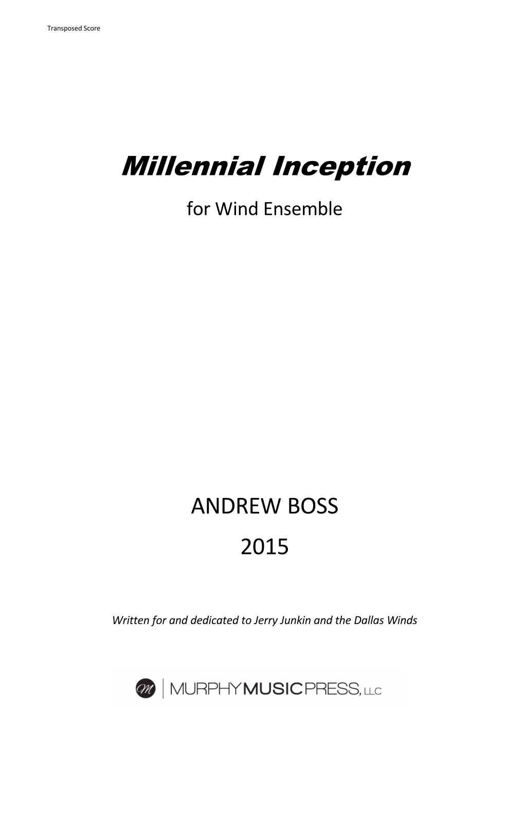 Millennial Inception (score Only) by Andrew Boss