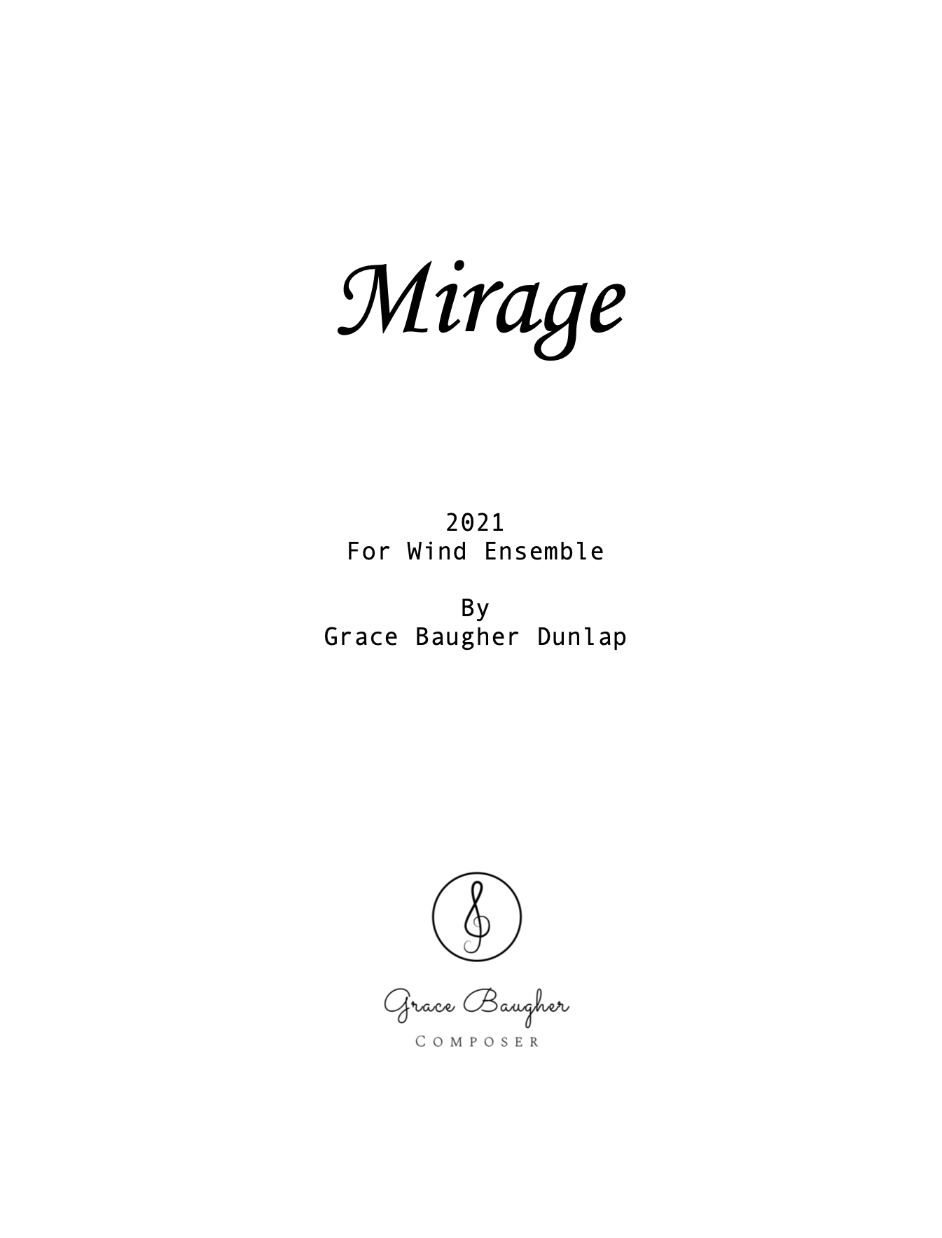 Mirage (Score Only) by Grace Baugher