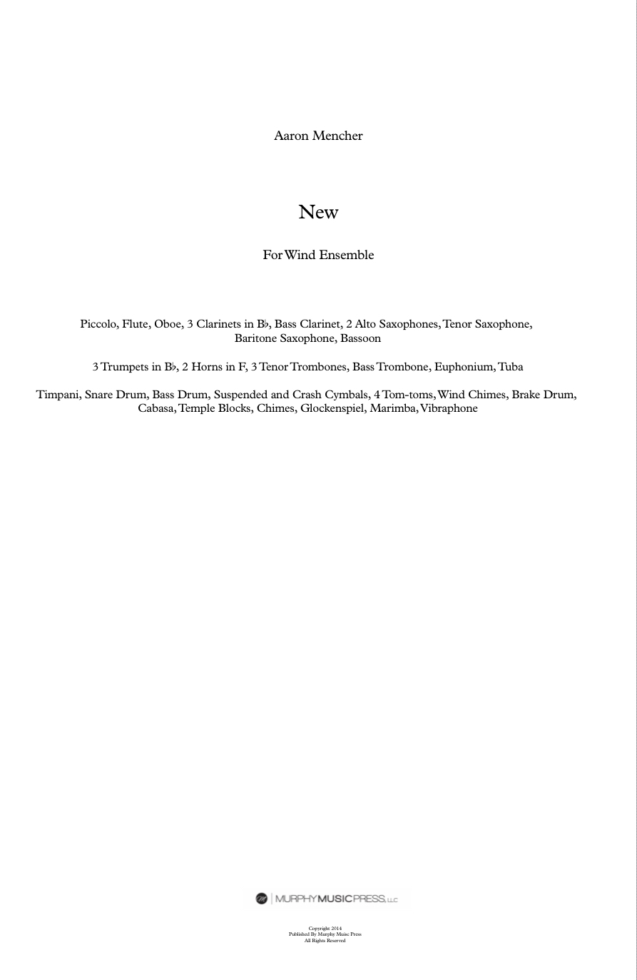 New (Score Only) by Aaron Mencher