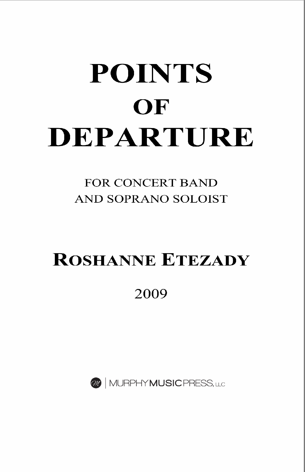 Points Of Departure (Score Only) by Roshanne Etezady