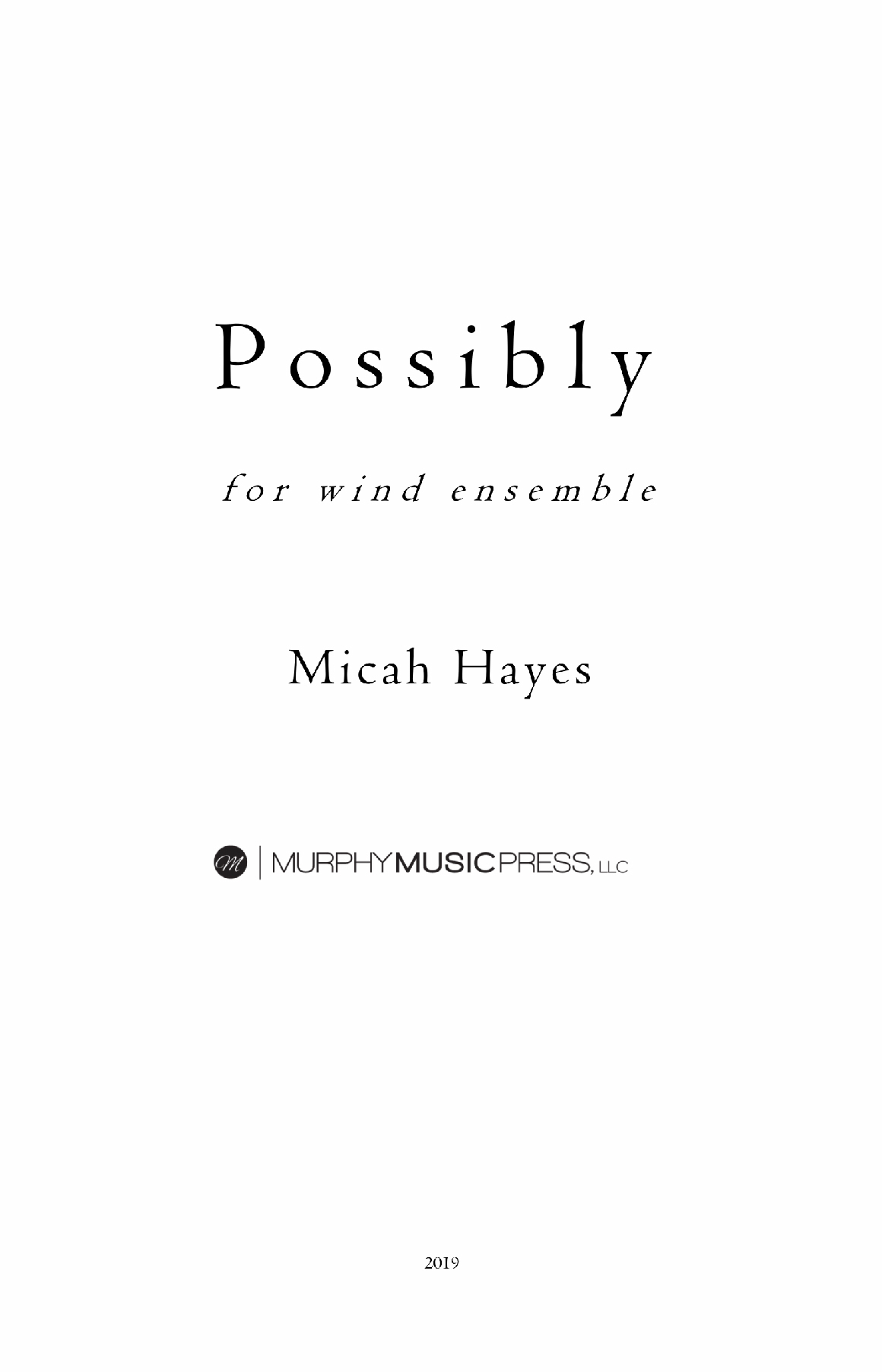 Possibly (Score Only) by Micah Hayes