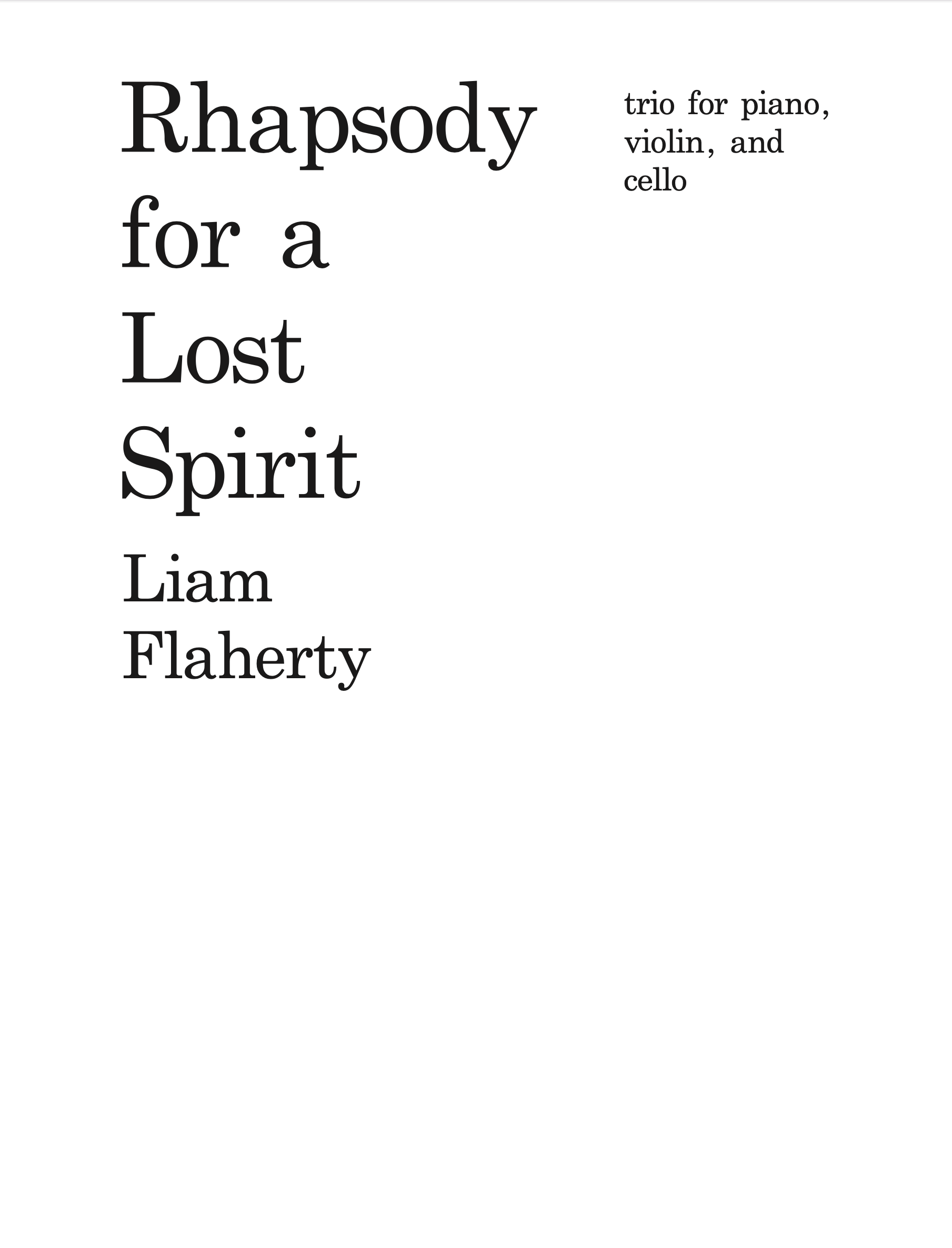 Rhapsody For A Lost Spirit by Liam Flaherty