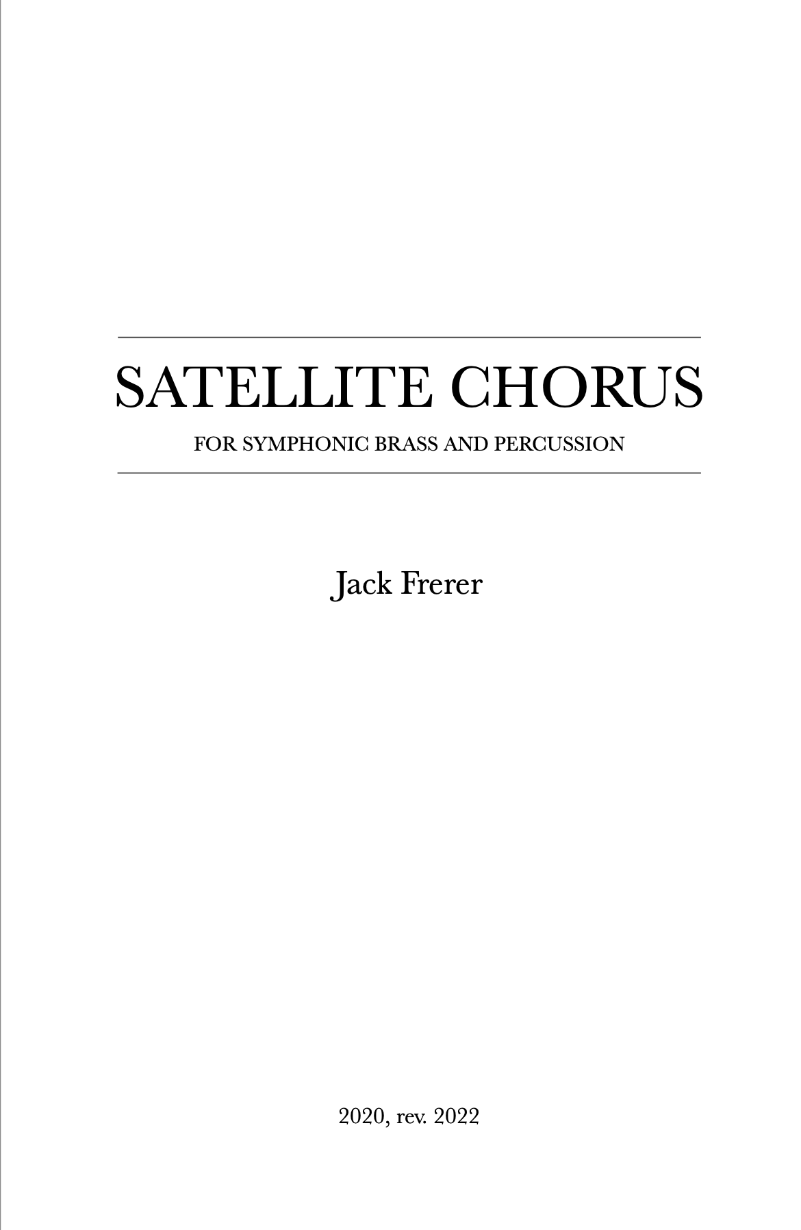 Satellite Chorus (Score Only( by Jack Frerer