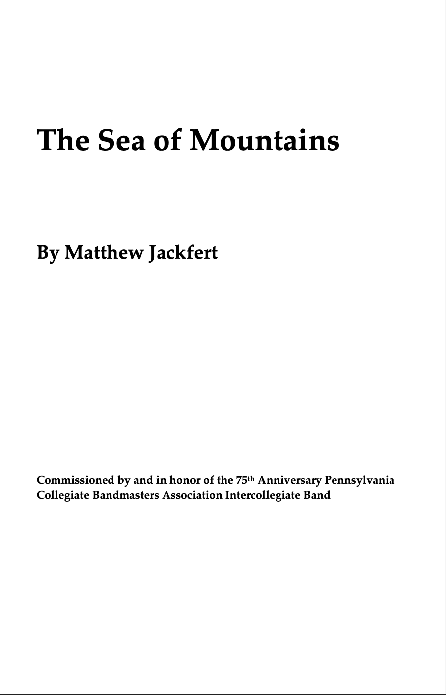 Sea Of Mountains (Score Only) by Matthew Jackfert