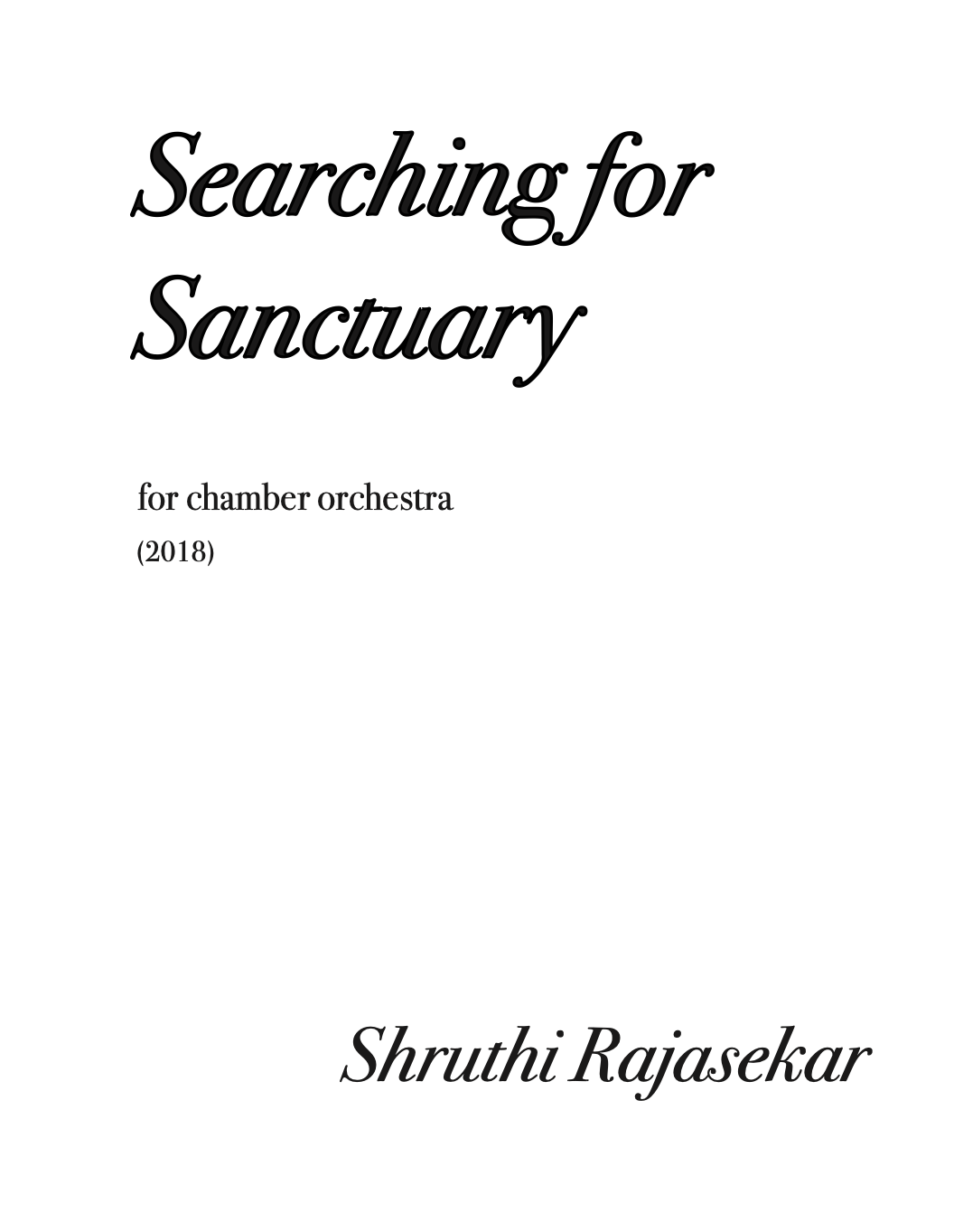 Searching For Sanctuary (Score Only) by Shruthi Rajasekar