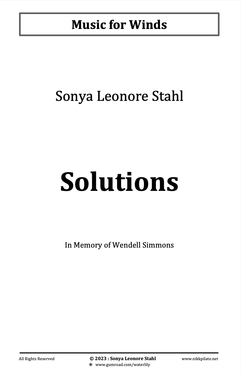 Solutions (Score Only) by Sonya Leonore Stahl