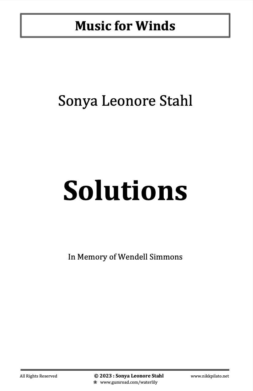 Solutions by Sonya Leonore Stahl