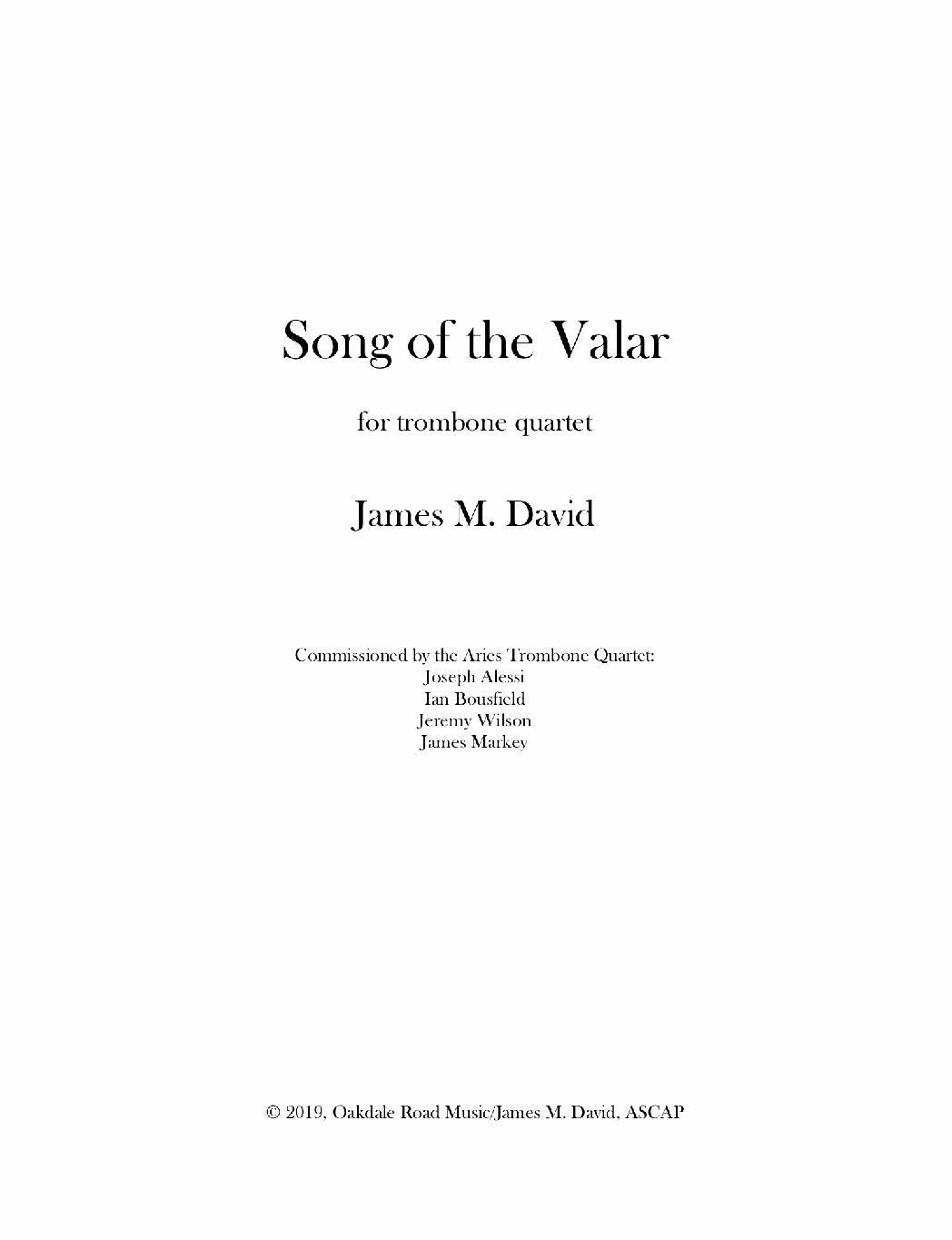 Song Of The Valar by James David
