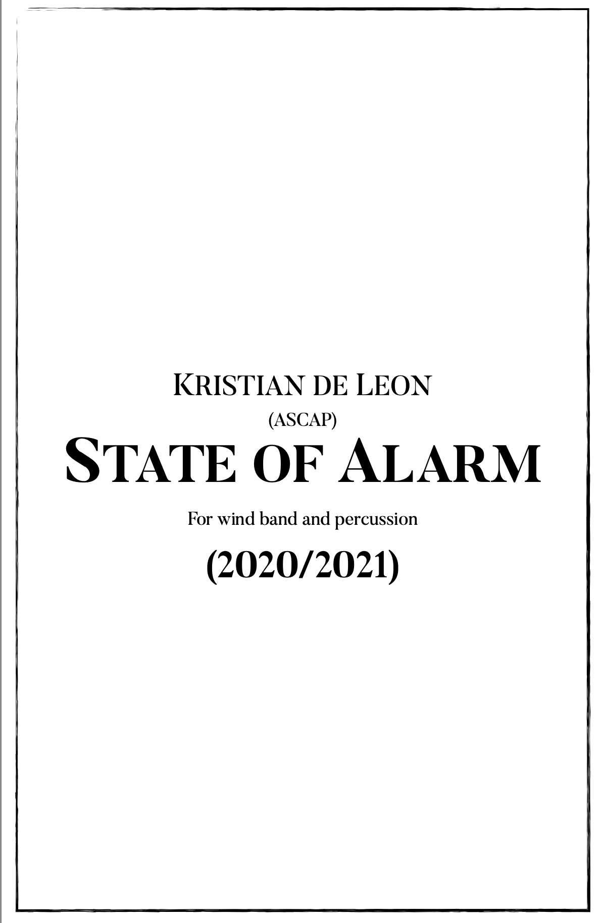State Of Alarm (Score Only) by Kristian De Leon