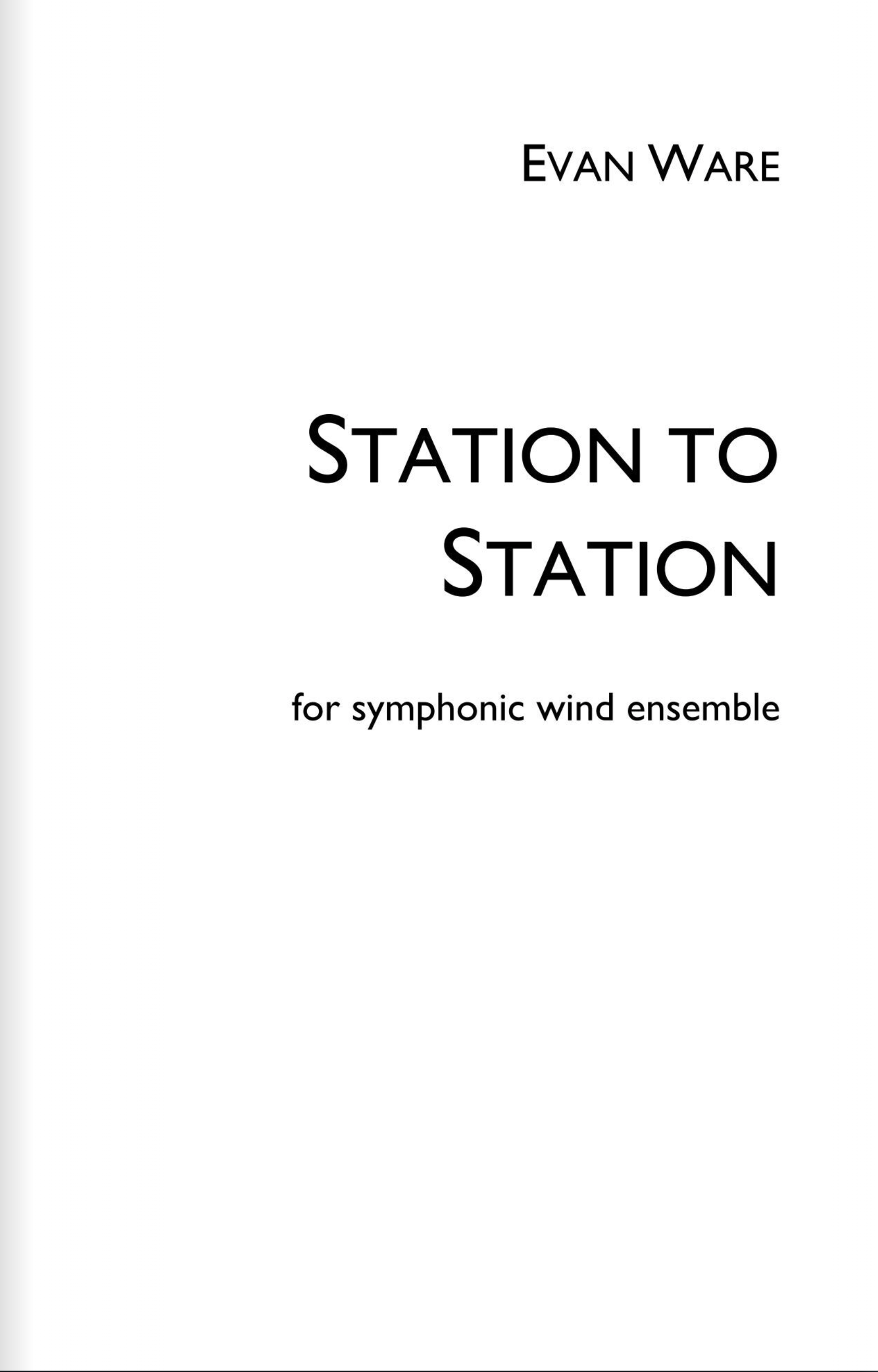 Station To Station (Score Only) by Evan Ware