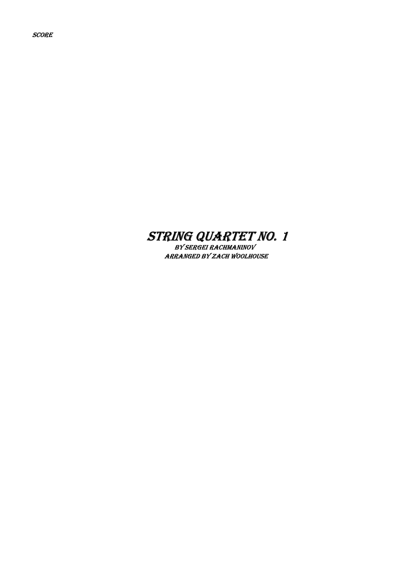 String Quartet No. 1 by Rachmaninov, arr. Woolhouse
