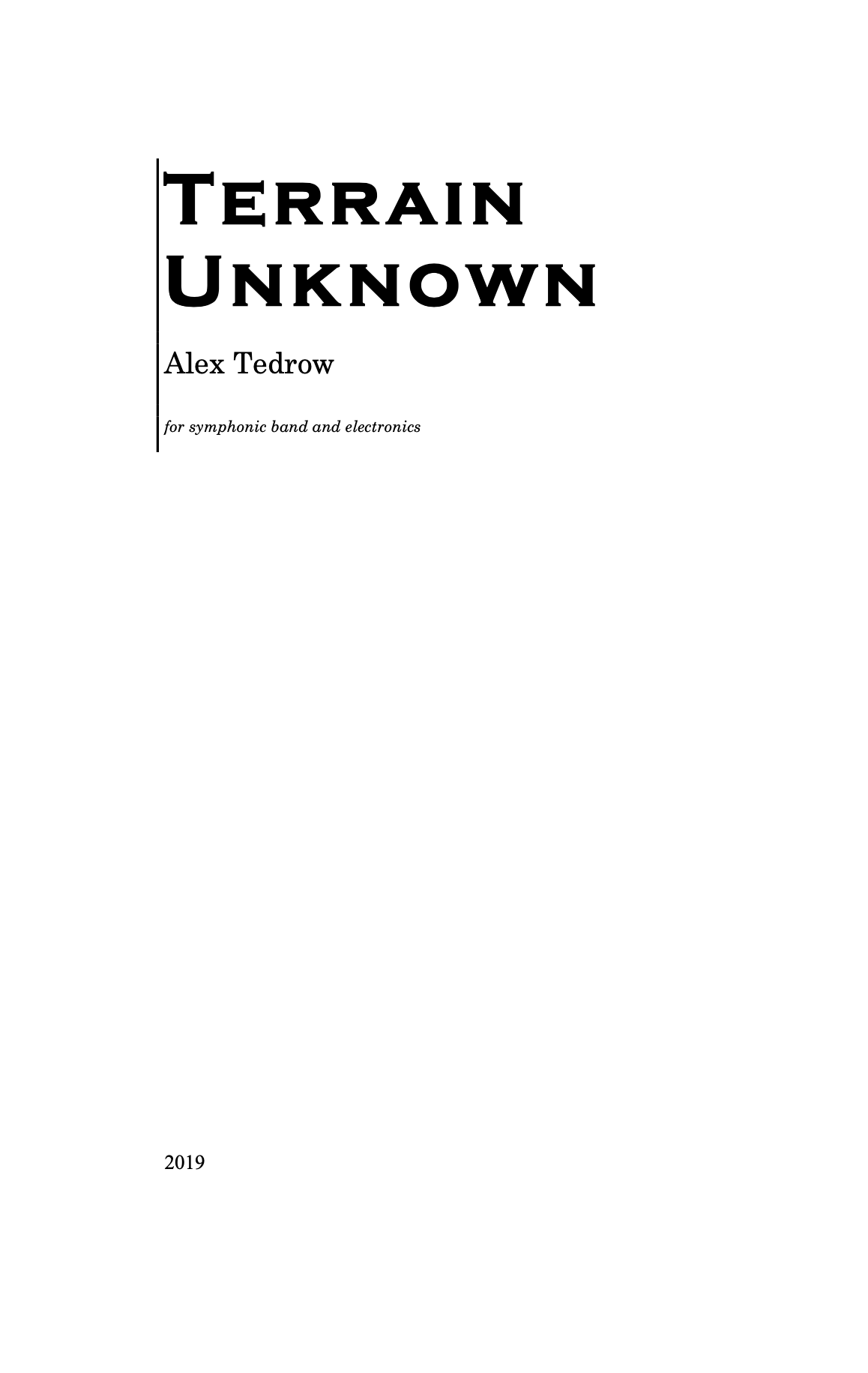Terrain Unknown (Score Only) by Alex Tedrow