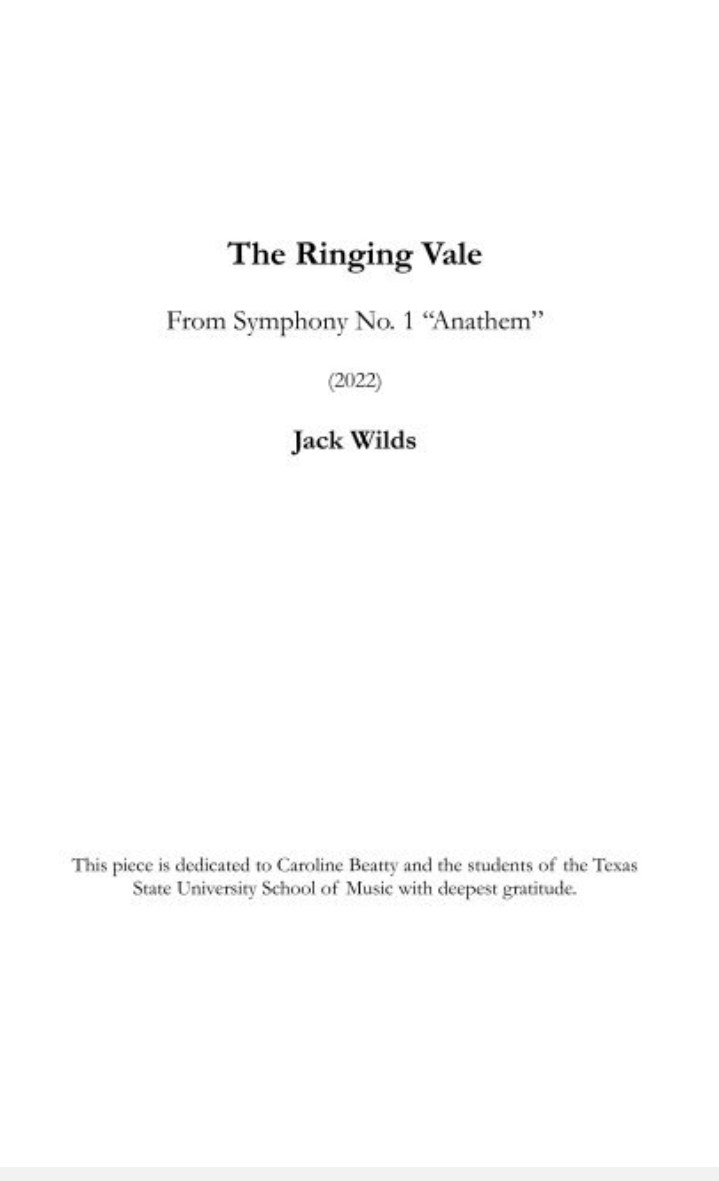 The Ringing Vale (Score Only) by Jack Wilds