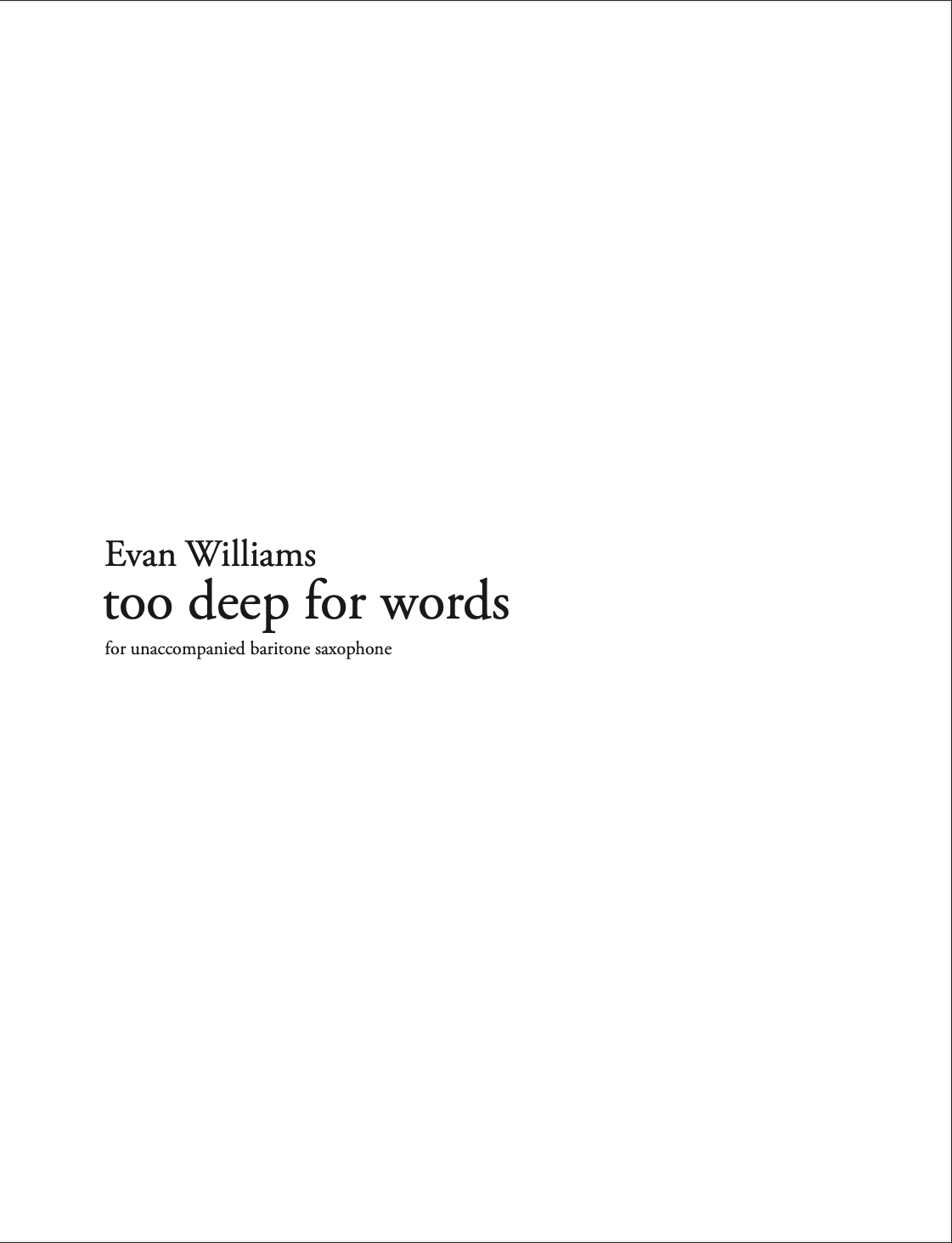 Too Deep For Words by Evan Williams